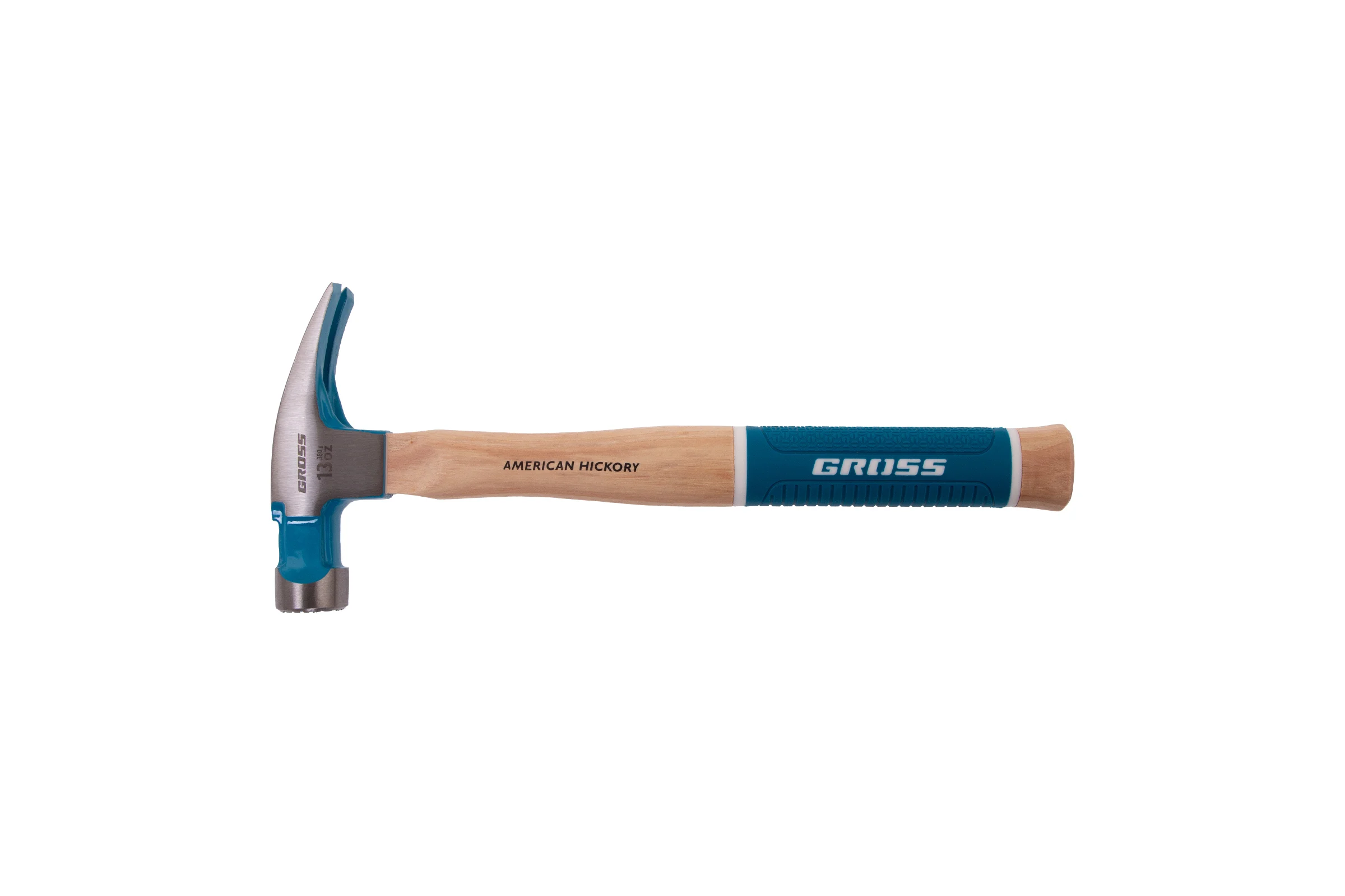 Молоток-гвоздодер GROSS 380 г, угол 75, магнит, обрезиненная рукоятка american hickory 10413