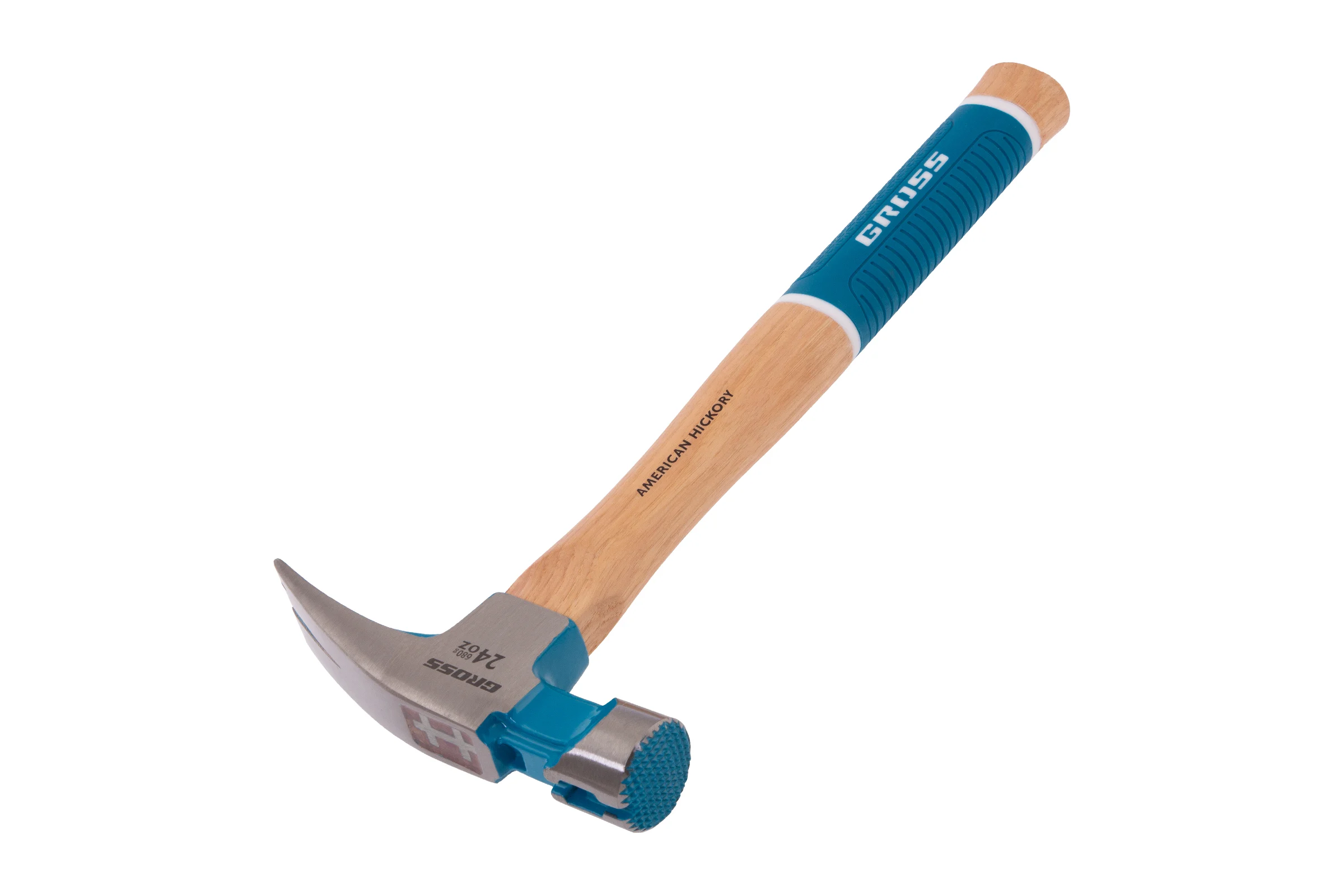 Молоток-гвоздодер GROSS 680 г, угол 75, магнит, обрезиненная рукоятка american hickory 10425
