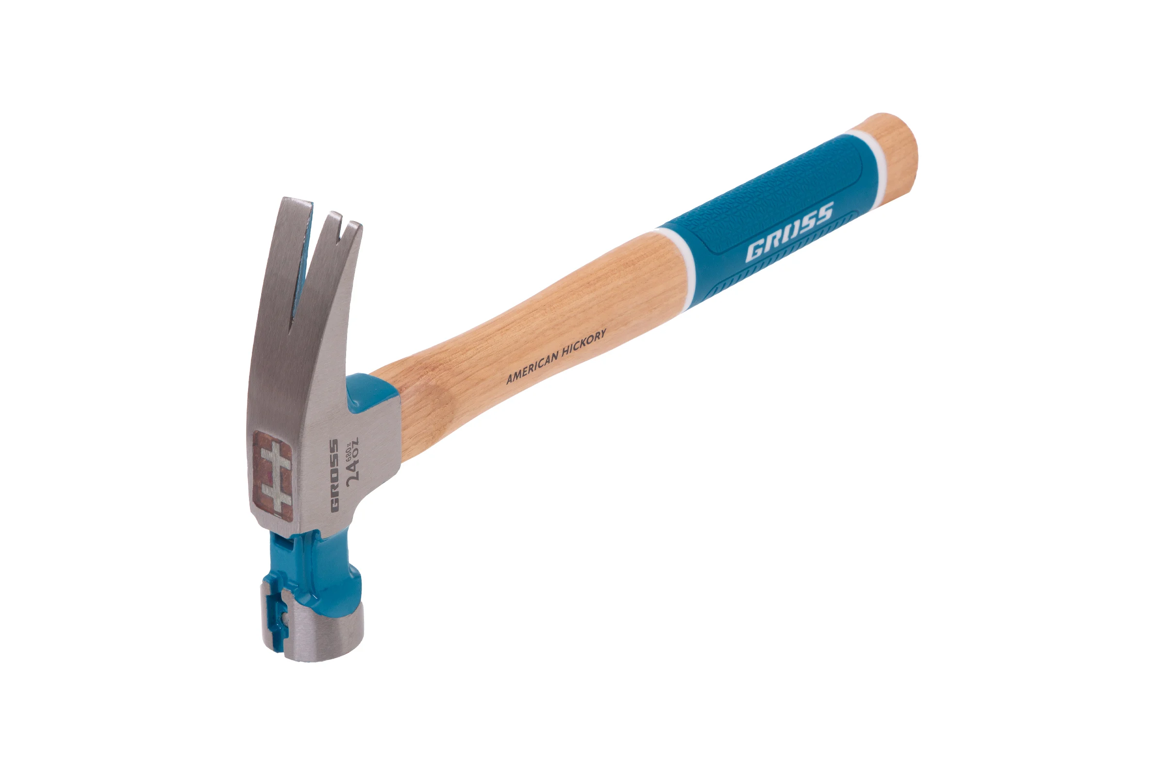 Молоток-гвоздодер GROSS 680 г, угол 75, магнит, обрезиненная рукоятка american hickory 10425