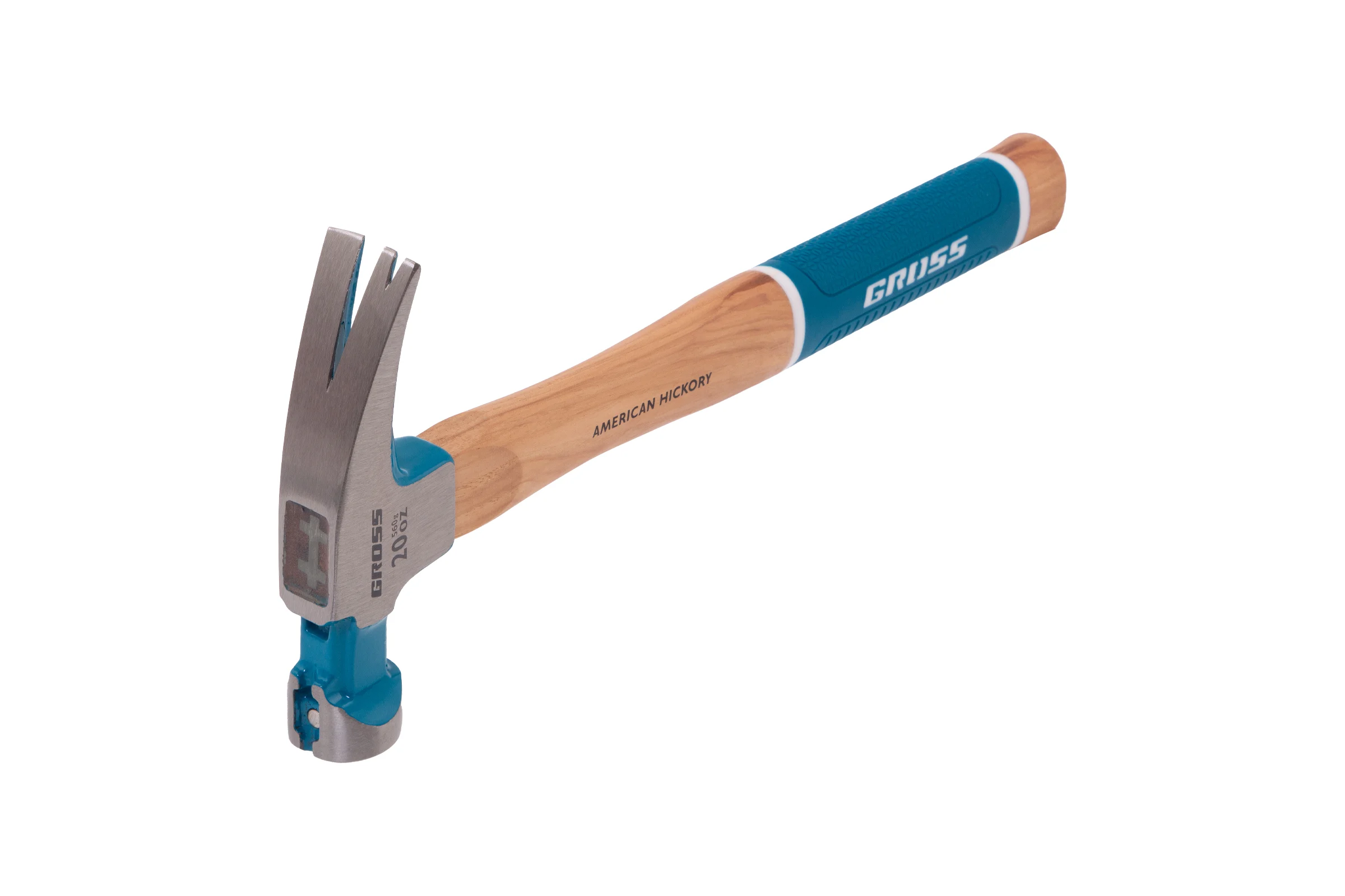 Молоток-гвоздодер GROSS 560 г, угол 75, магнит, обрезиненная рукоятка american hickory 10419