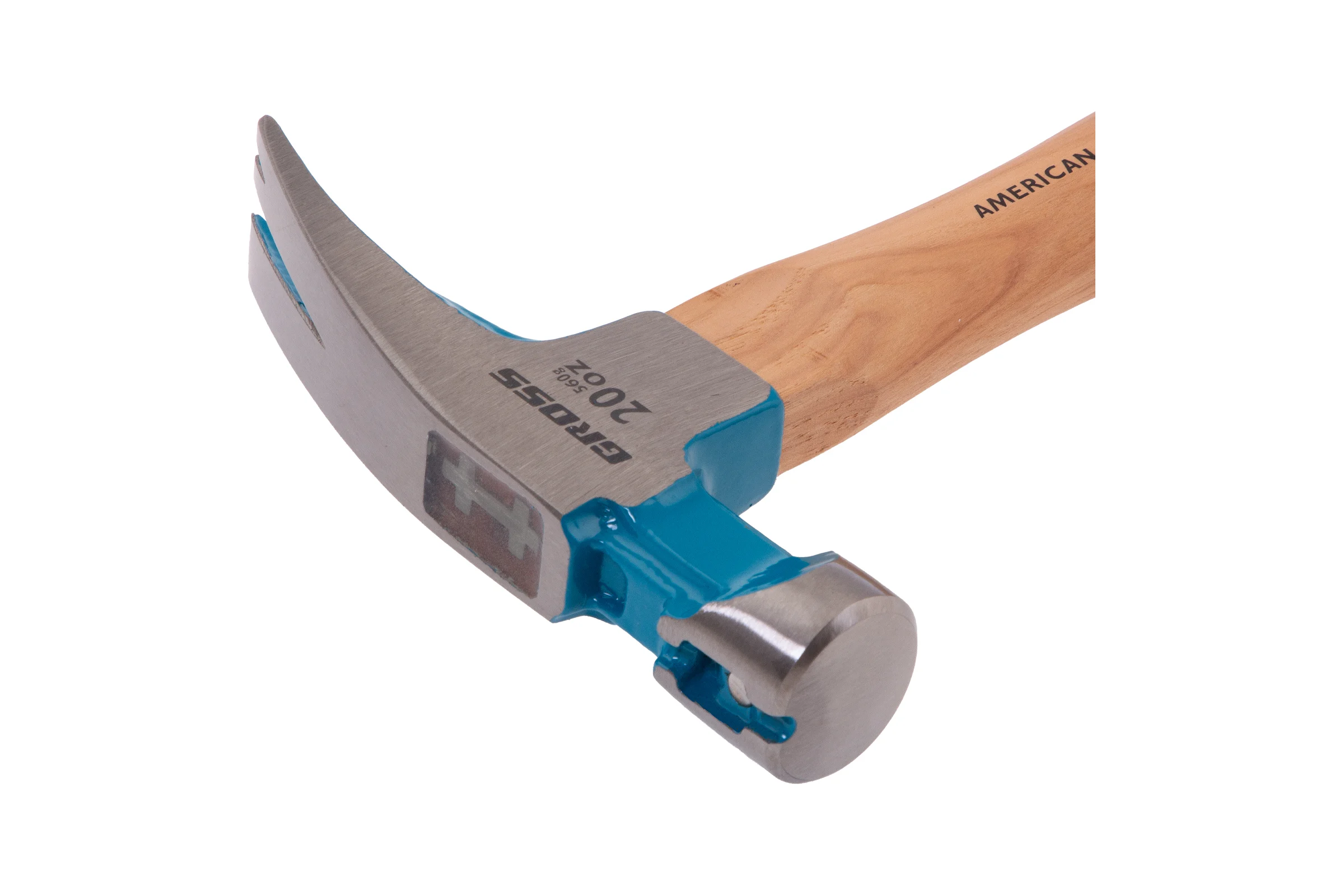 Молоток-гвоздодер GROSS 560 г, угол 75, магнит, обрезиненная рукоятка american hickory 10419