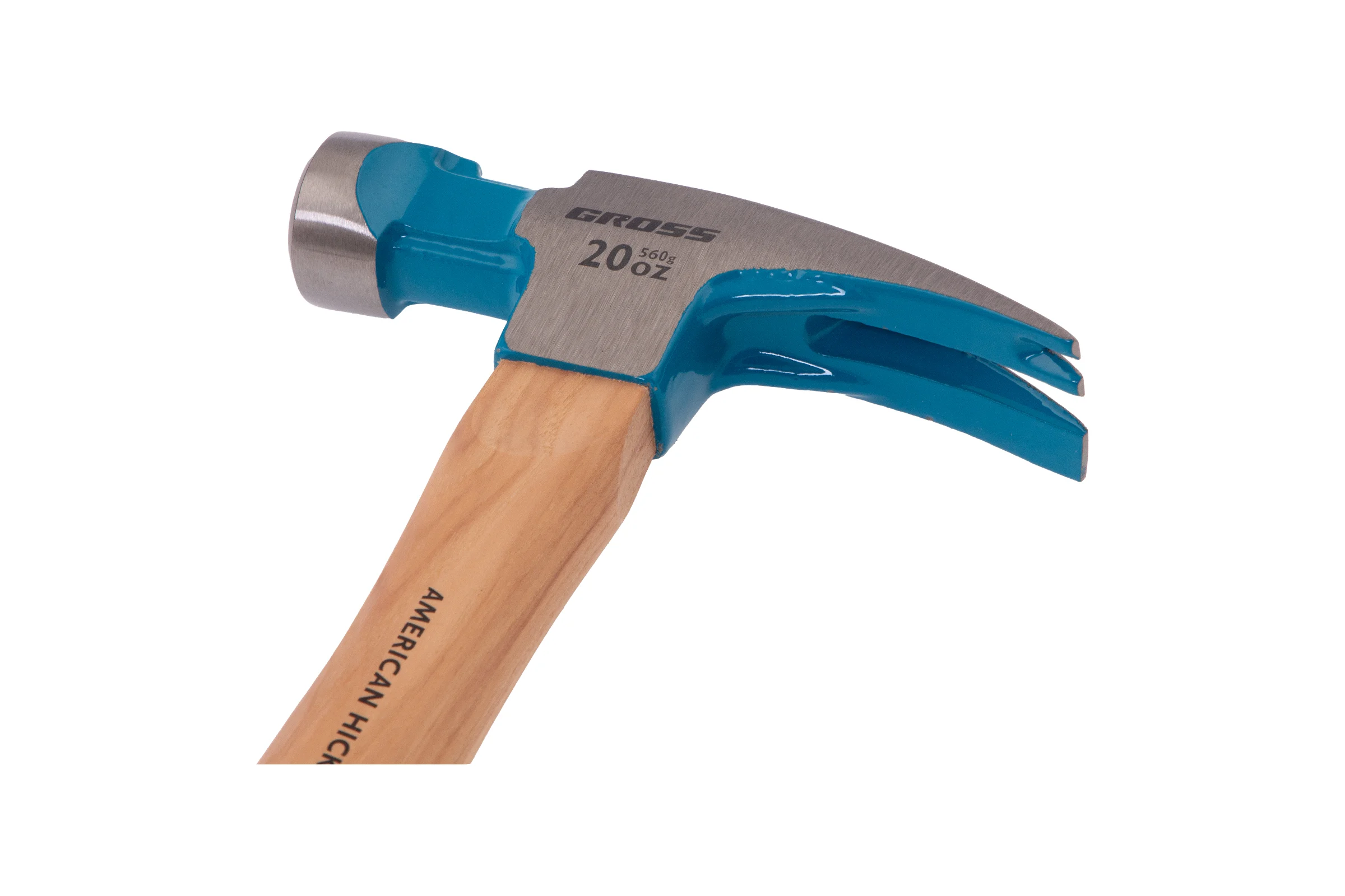 Молоток-гвоздодер GROSS 560 г, угол 75, магнит, обрезиненная рукоятка american hickory 10419