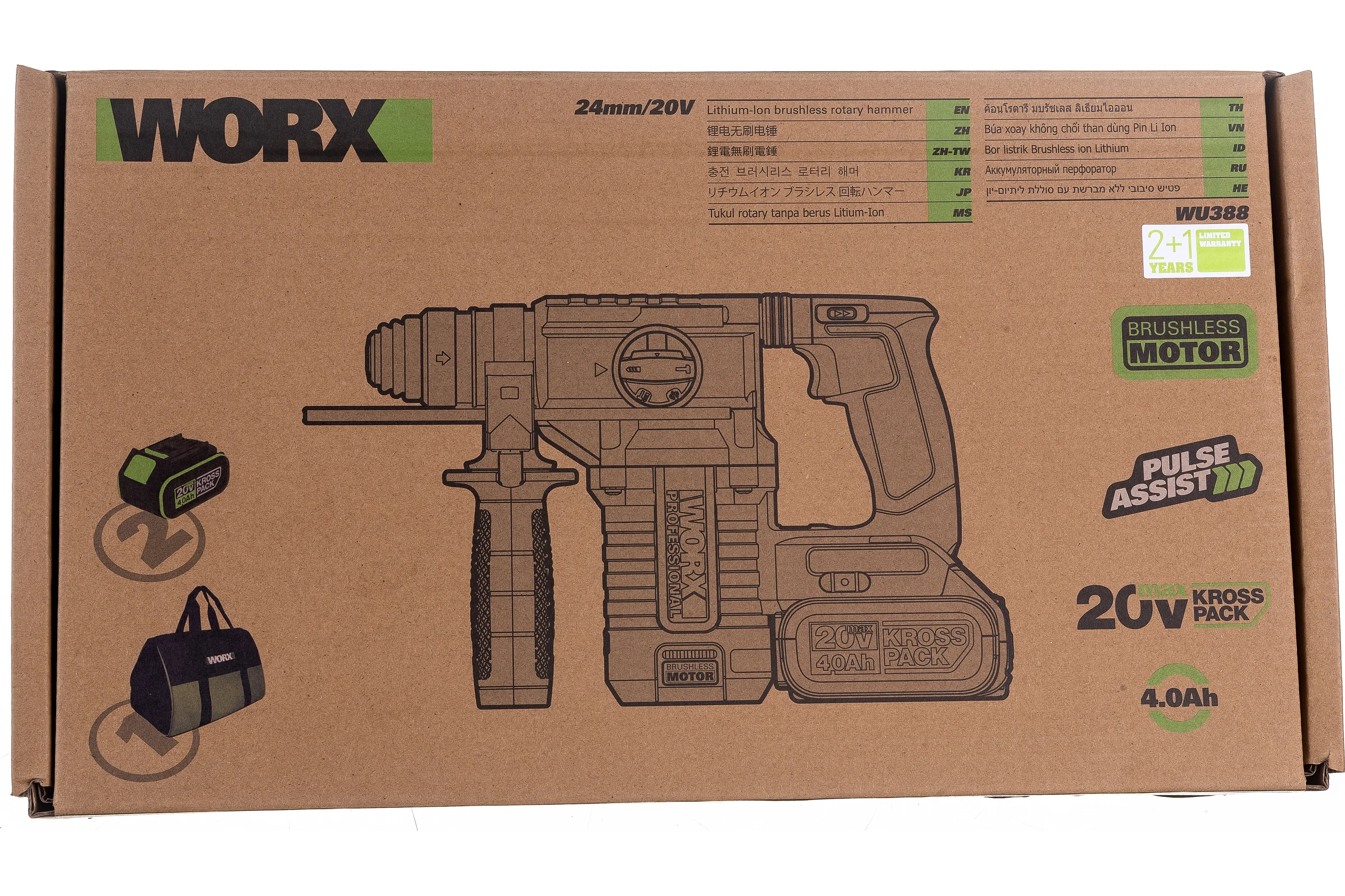 Аккумуляторный перфоратор WORX Professional WU388