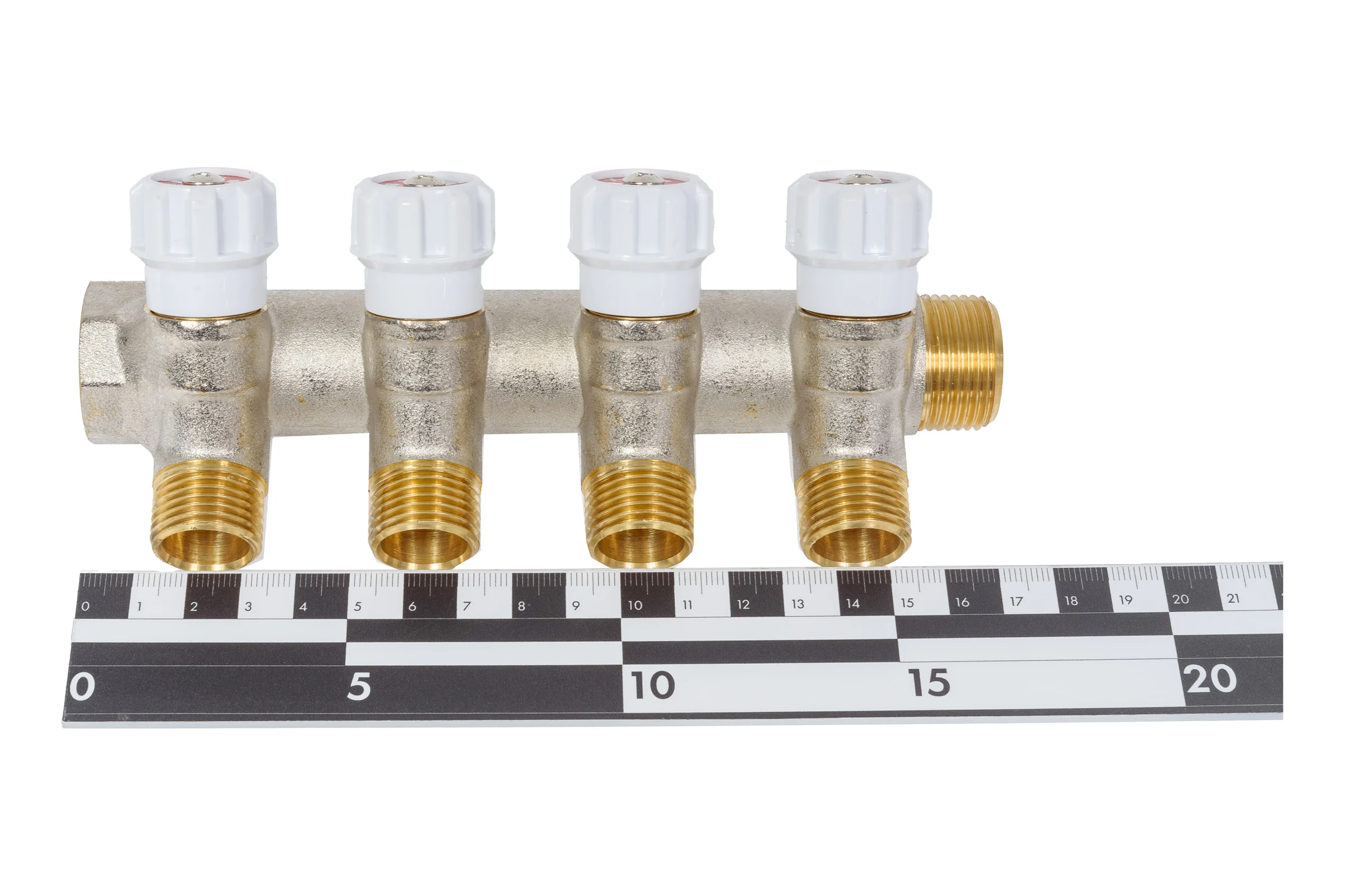 Коллектор MVI латунный с регулирующими вентилями 3/4"x1/2"x4 выхода MM.404.0504