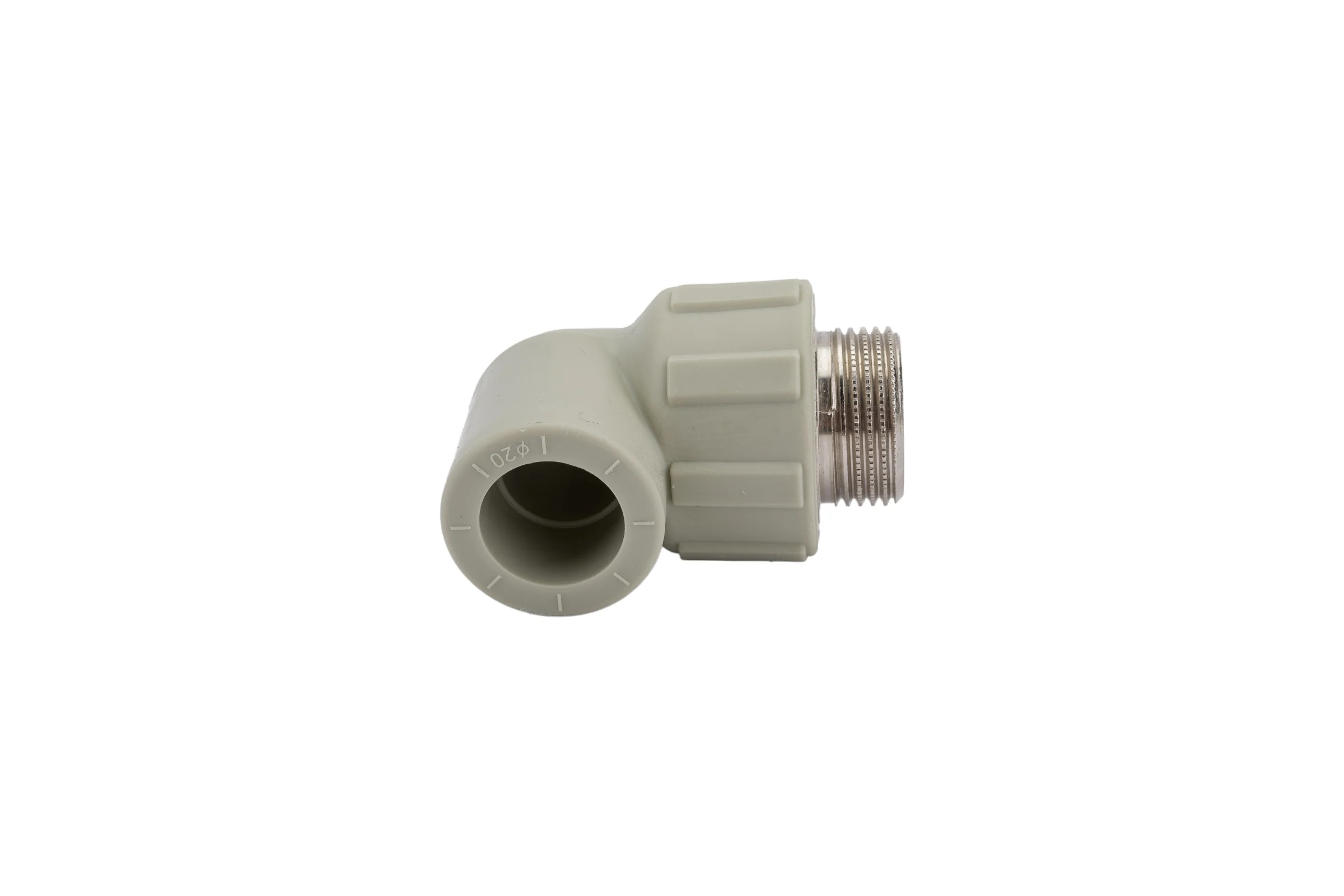 Угольник комбинированный ПОЛИТЭК 20x3/4 нар. р. PPRC (СЕРЫЕ) 9410002034С