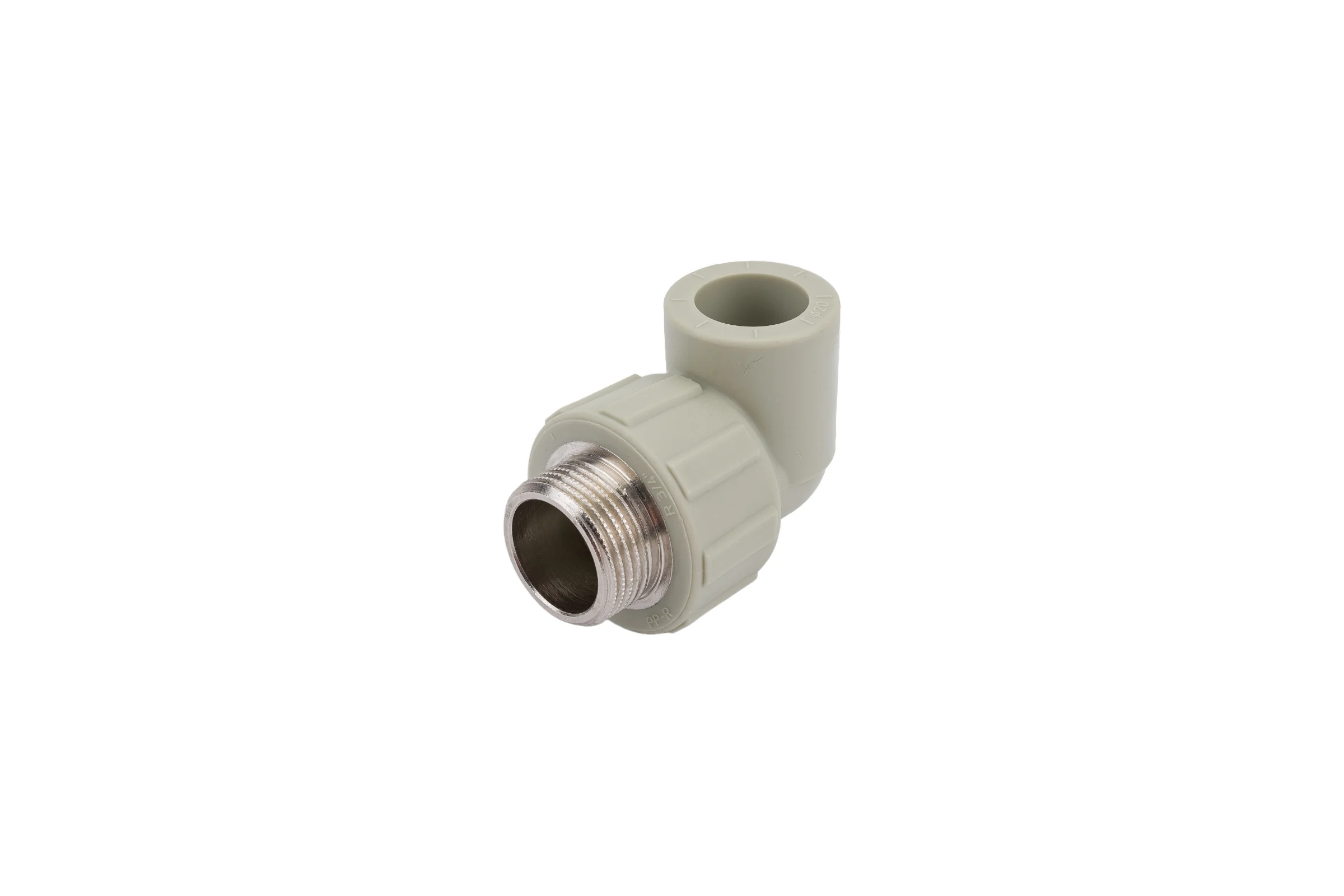 Угольник комбинированный ПОЛИТЭК 20x3/4 нар. р. PPRC (СЕРЫЕ) 9410002034С