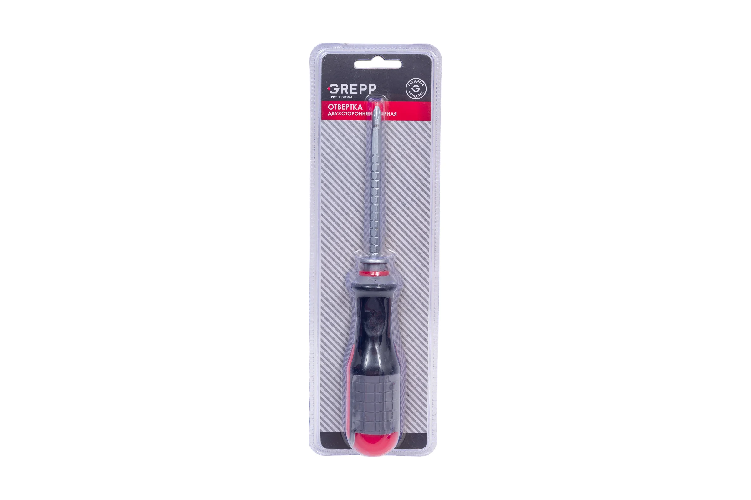 Двусторонняя отвертка GREPP PH2х100-SL6х100 мм, CrV, 3х комп.рукоятка 202-043