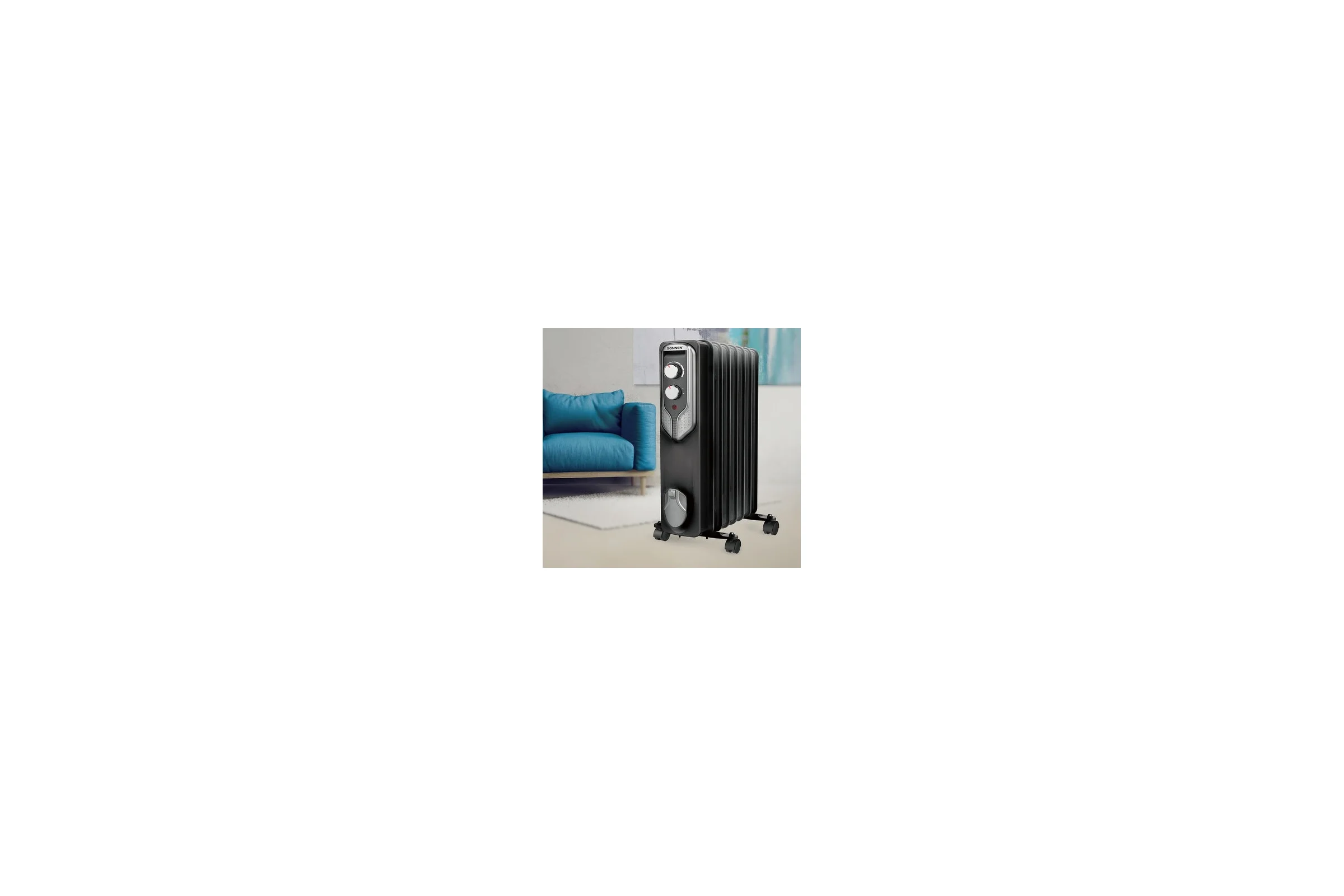 Масляный обогреватель SONNEN Dfn-07bl, 1500 Вт, 7 секций, черный, 455310