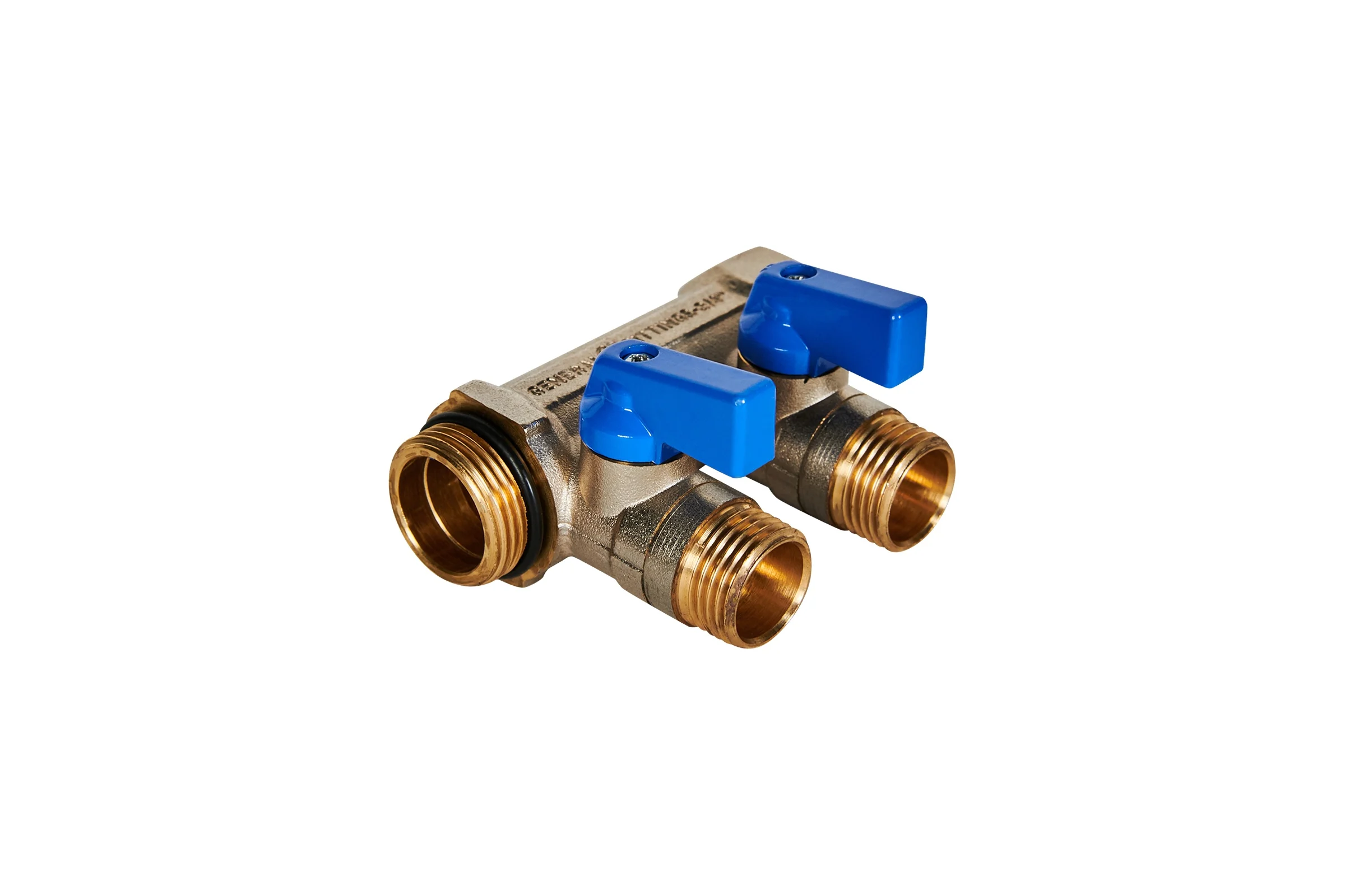Коллектор с шаровыми кранами STOUT Smb 6211 341202 3/4", 2 отвода 1/2", синие ручки RG0091AACQMGBP