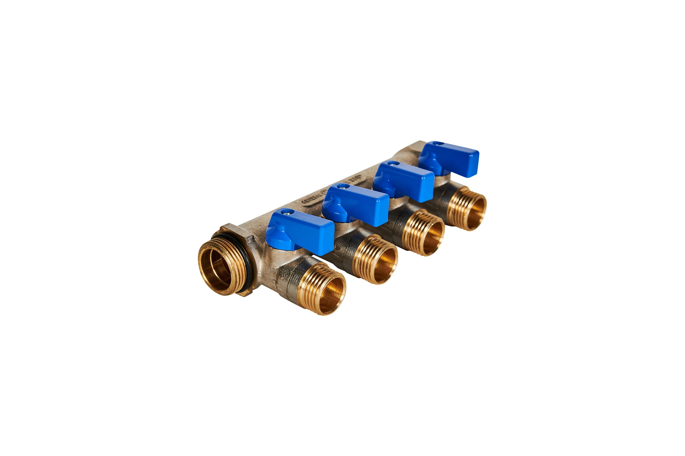 Коллектор с шаровыми кранами STOUT Smb 6211 341204 3/4", 4 отвода 1/2", синие ручки RG0091AACQNHBU