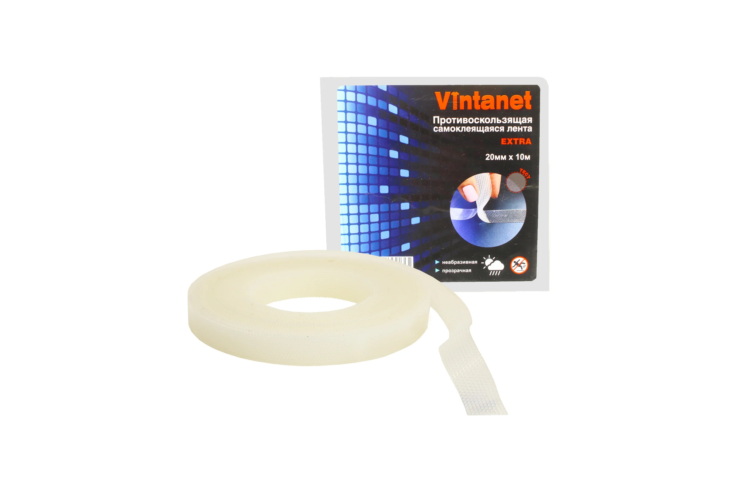 Противоскользящая лента VINTANET прозрачная Extra, 20 мм х 10 м 663LСR-10