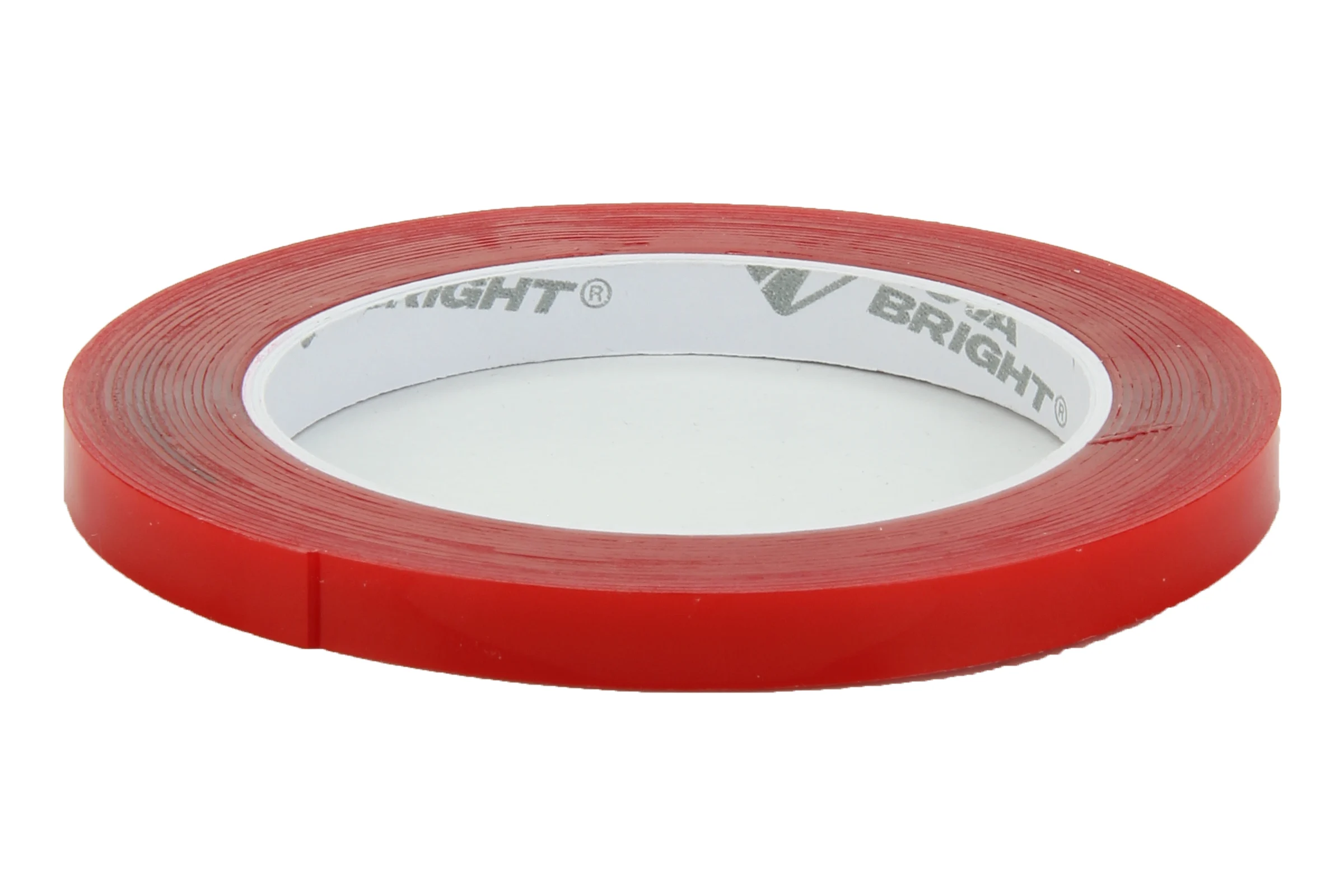 Двухсторонняя клейкая лента Nova Bright fusion красный + прозрачный (акриловая основа), 9 мм х 5 м 46667