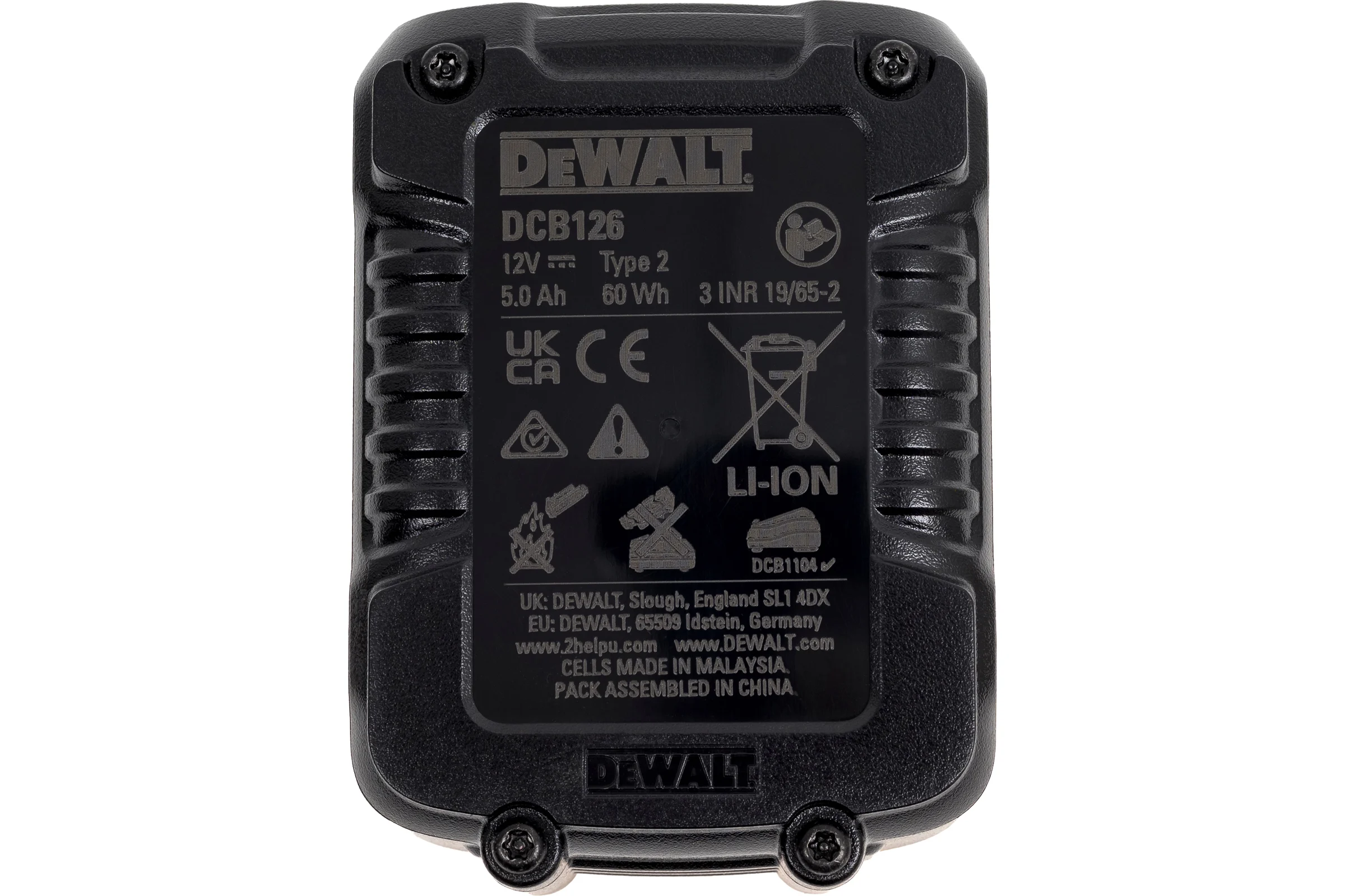 Батарея аккумуляторная 12 В XR Li-ion 5.0 Ач Dewalt DCB126-XJ