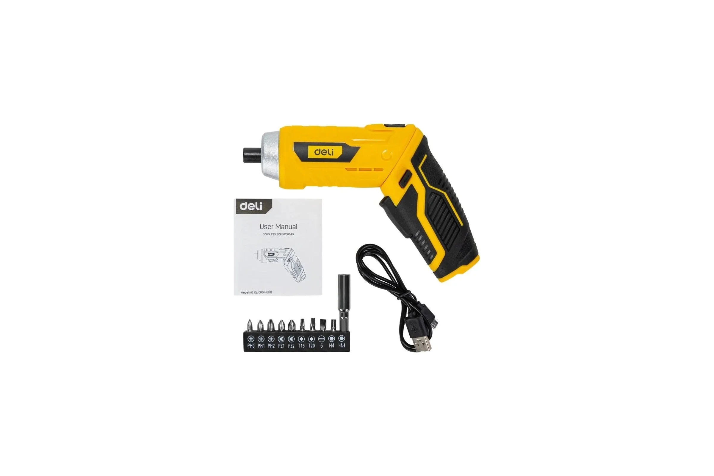 Аккумуляторная отвертка с поворотной рукоятью DELI DL-DP04-E2B1 102990