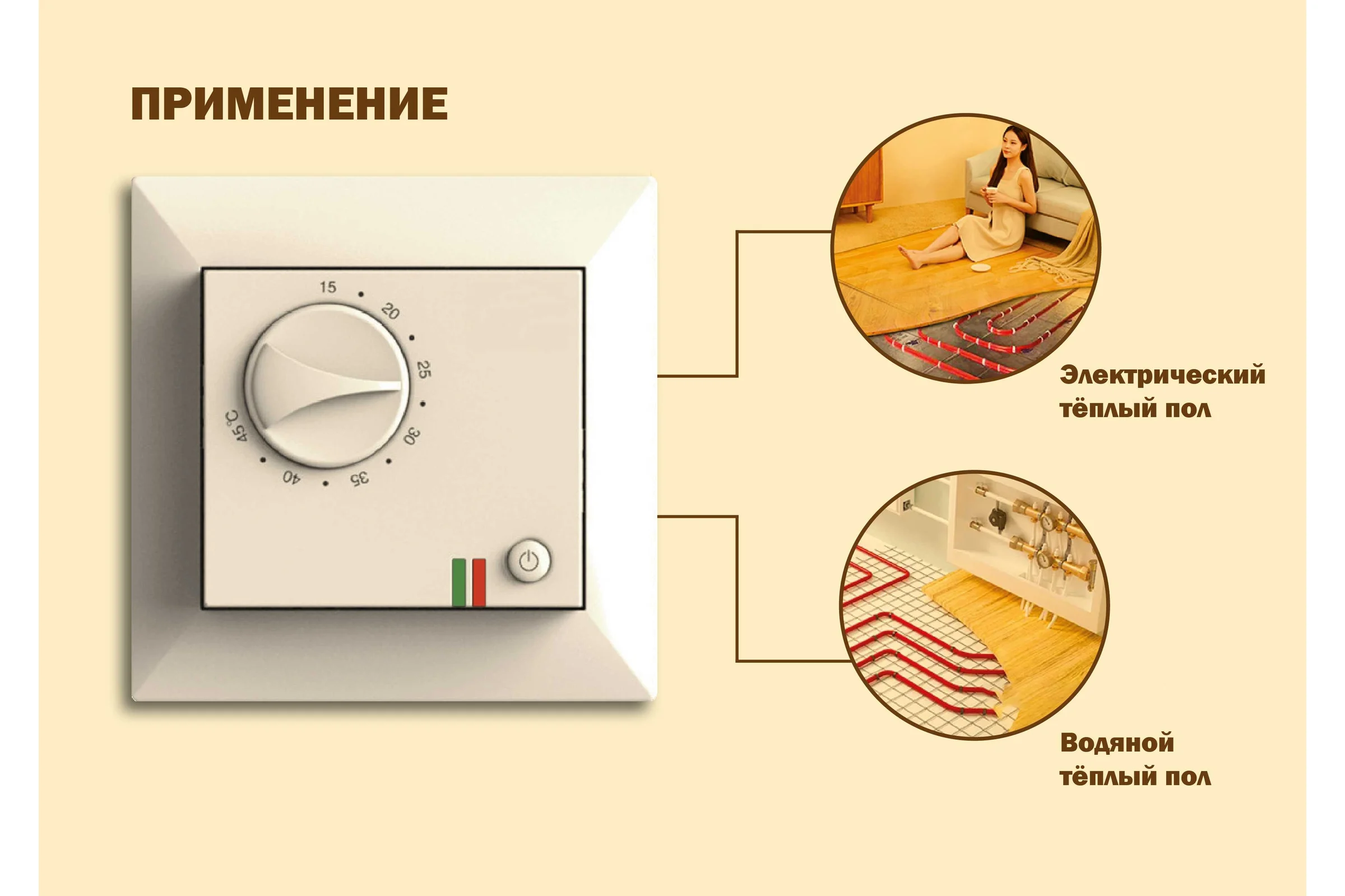 Терморегулятор Grand Meyer крем совместим с Legrand Valena GM-109i