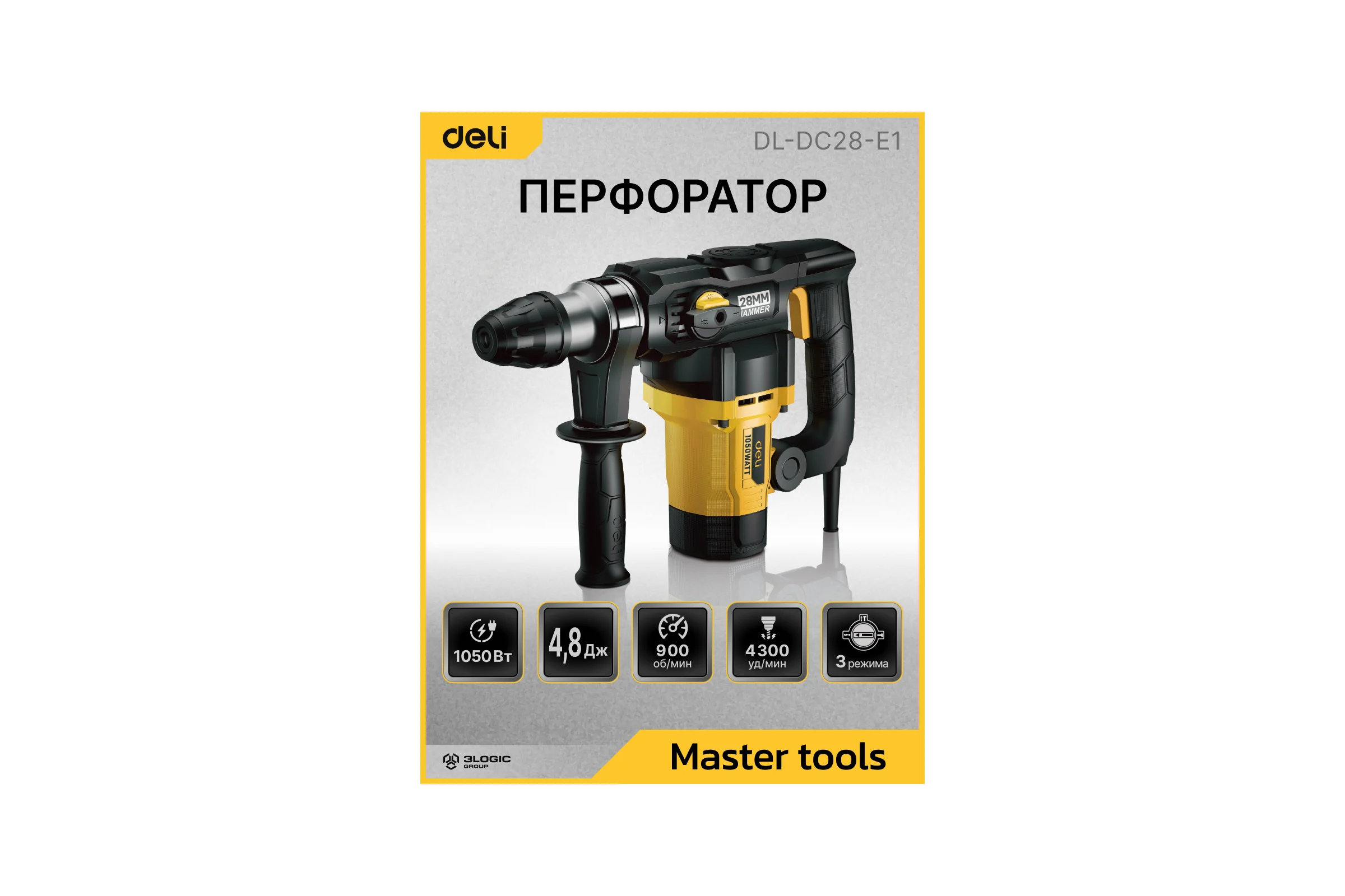 Перфоратор DELI DL-DC28-E1 SDS+, 1050Вт, SDS+, 4300уд/мин, 900об/мин, кейс 103008