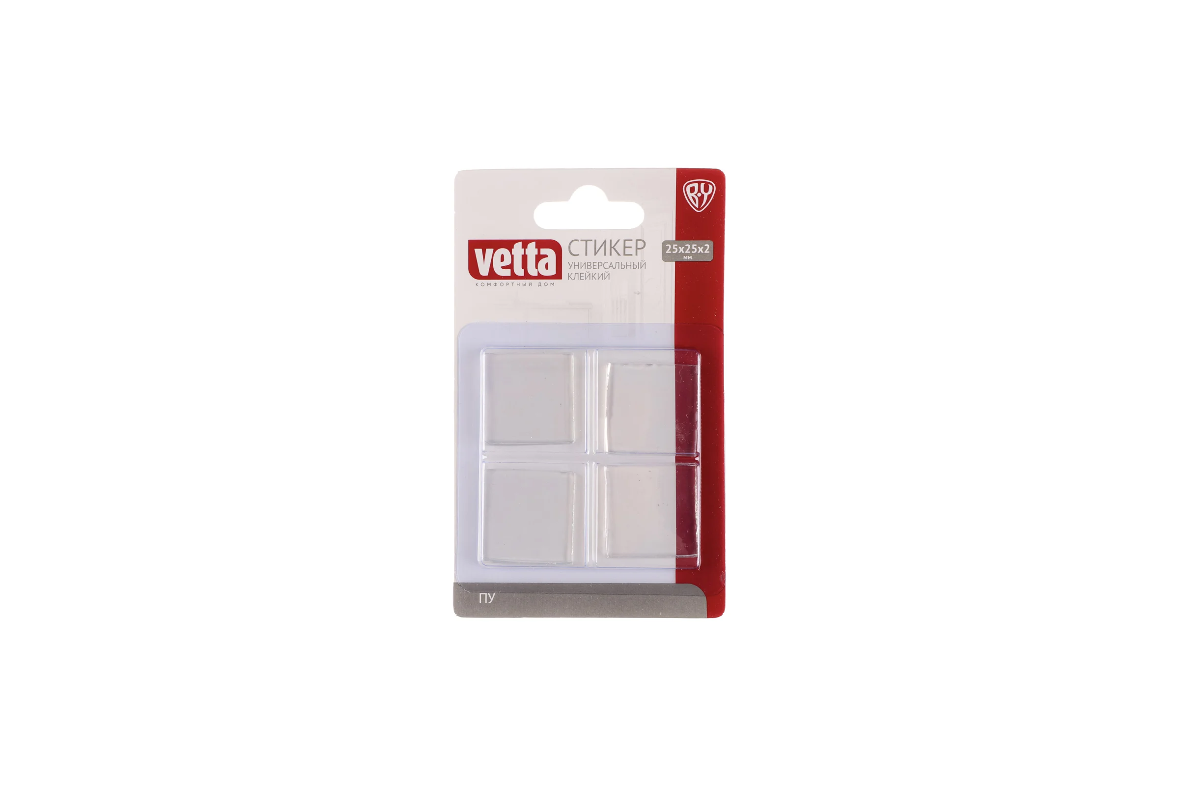 Универсальный клейкий стикер VETTA 25x25x2 мм, 4 шт., ПУ 639-020