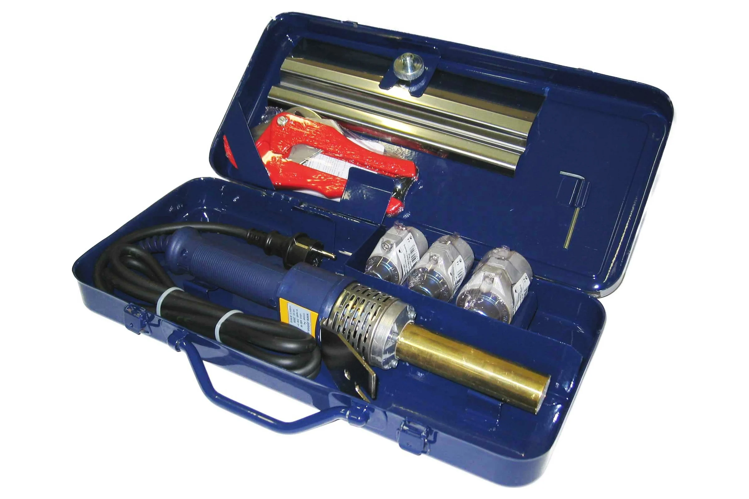 Комплект для сварки полипропиленовых труб DYTRON стержневой p-4a 650 w mini blue с колодочными насадками 20,25,32 мм 3974