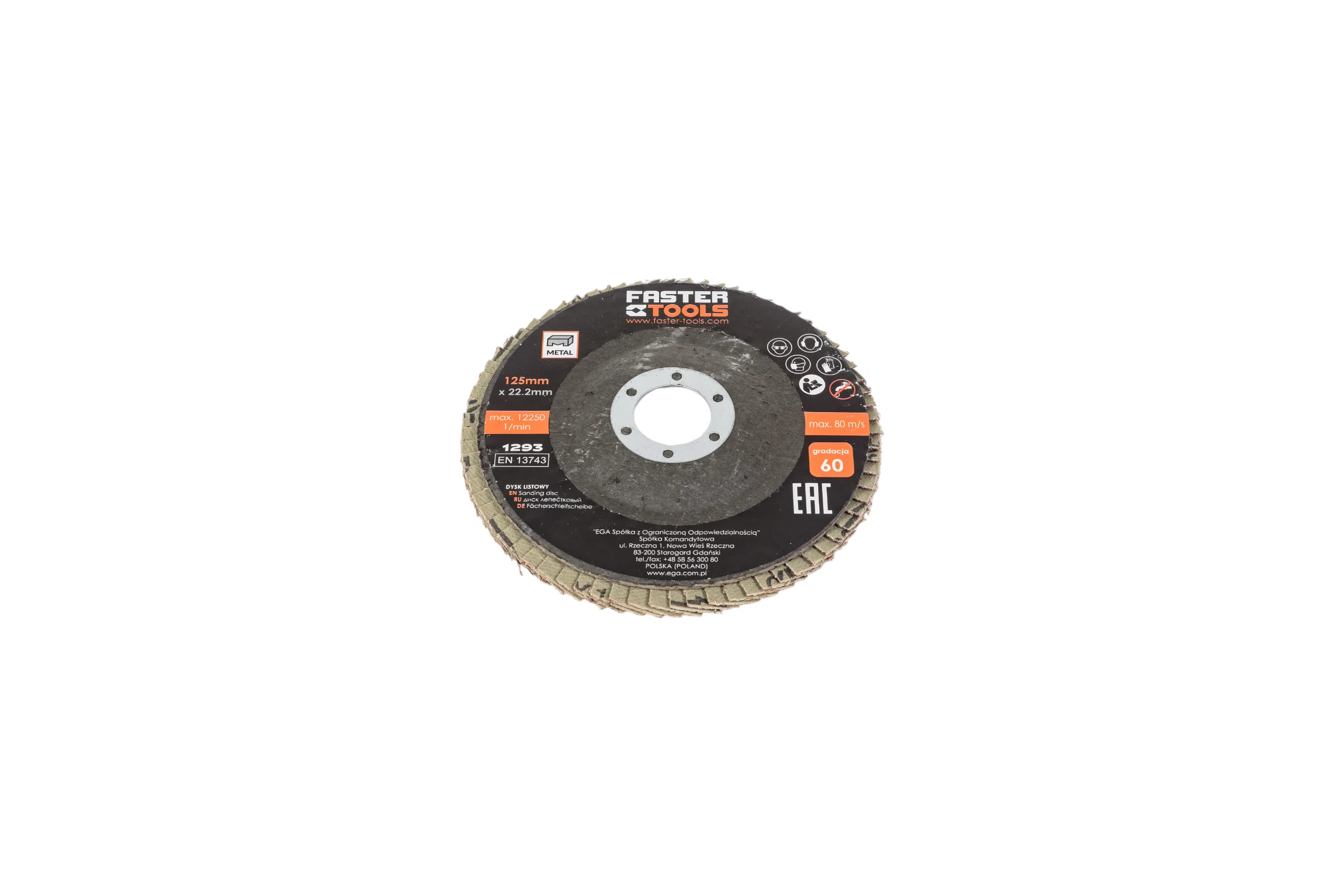 Диск лепестковый FASTER TOOLS 125 мм P60 1293/ FT219-07