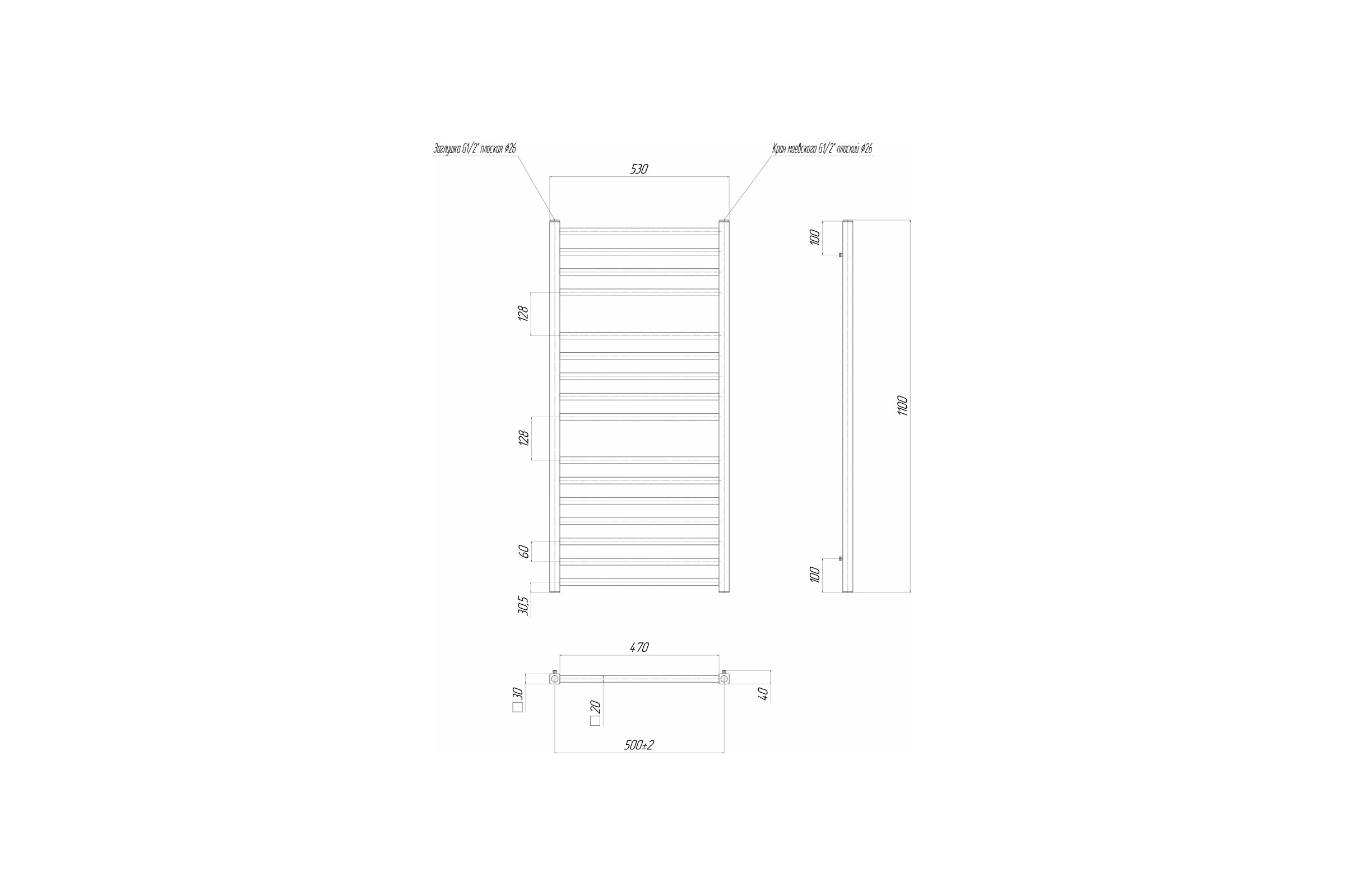 Водяной полотенцесушитель Lemark unit п16 500x1100, черный LM45116BL