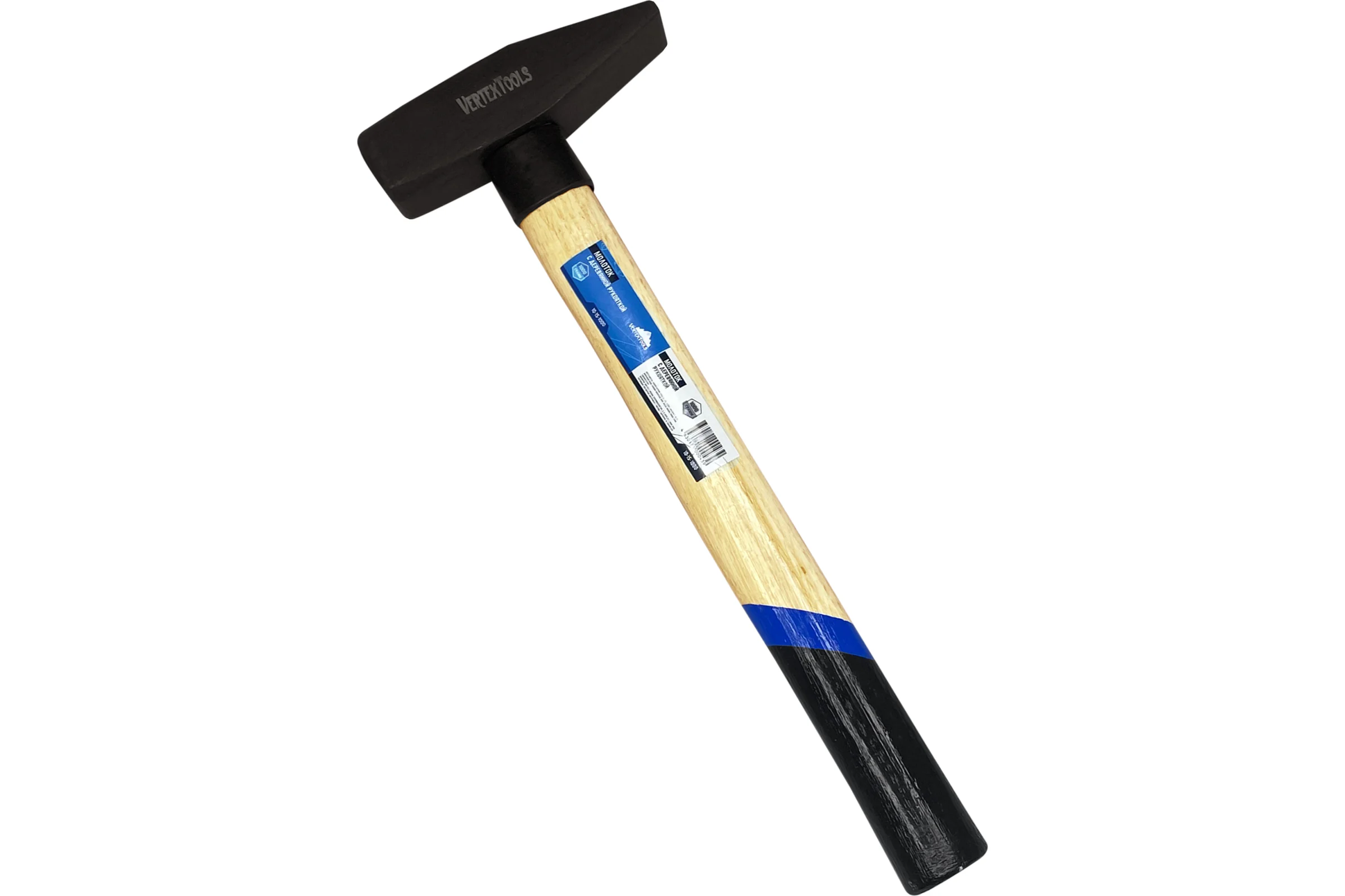 Слесарный молоток vertextools 1000 г, квадратный боек, деревянная рукоятка 10-15-1000