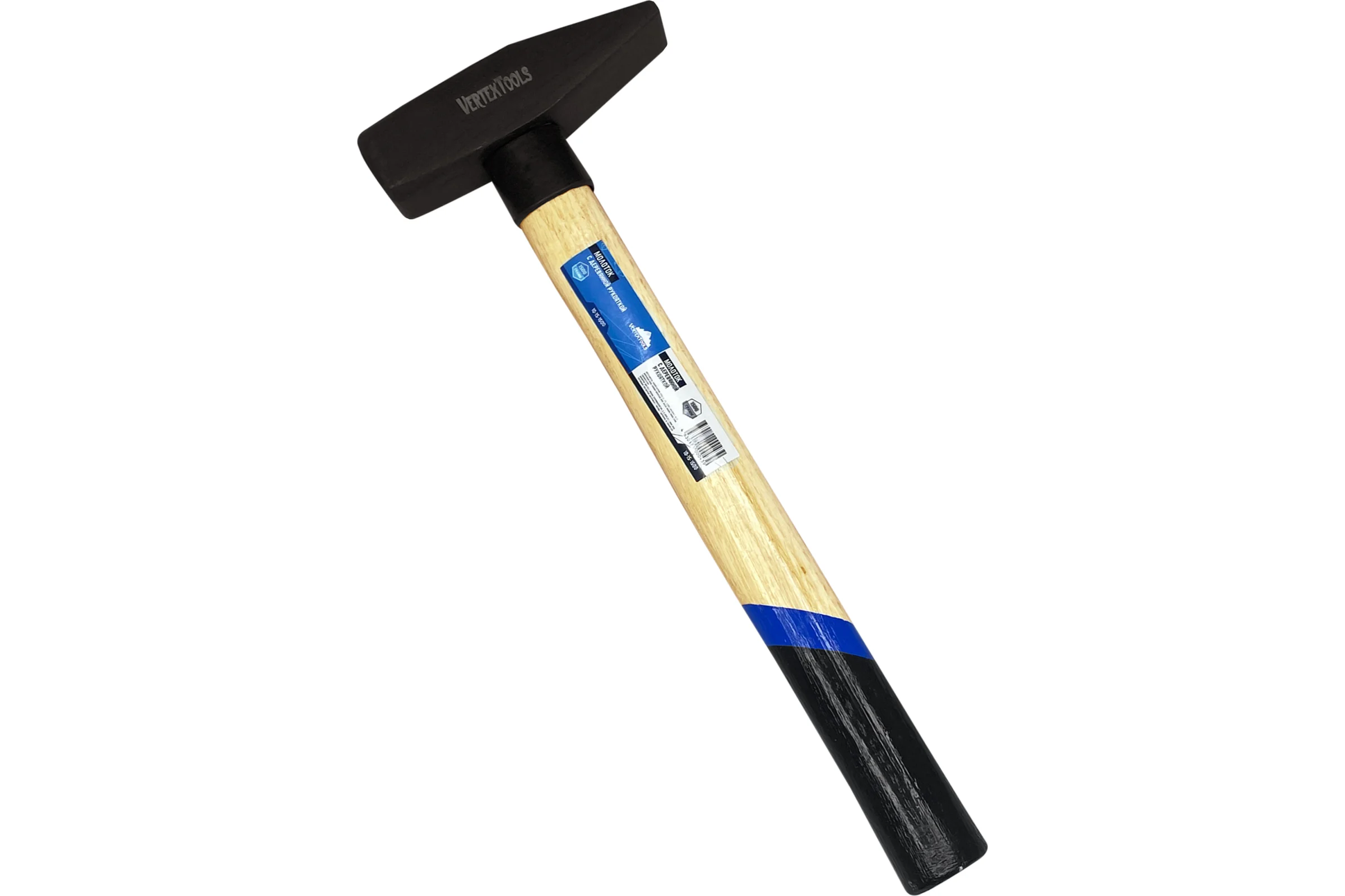 Слесарный молоток vertextools 1500 г, квадратный боек, деревянная рукоятка 10-15-1500