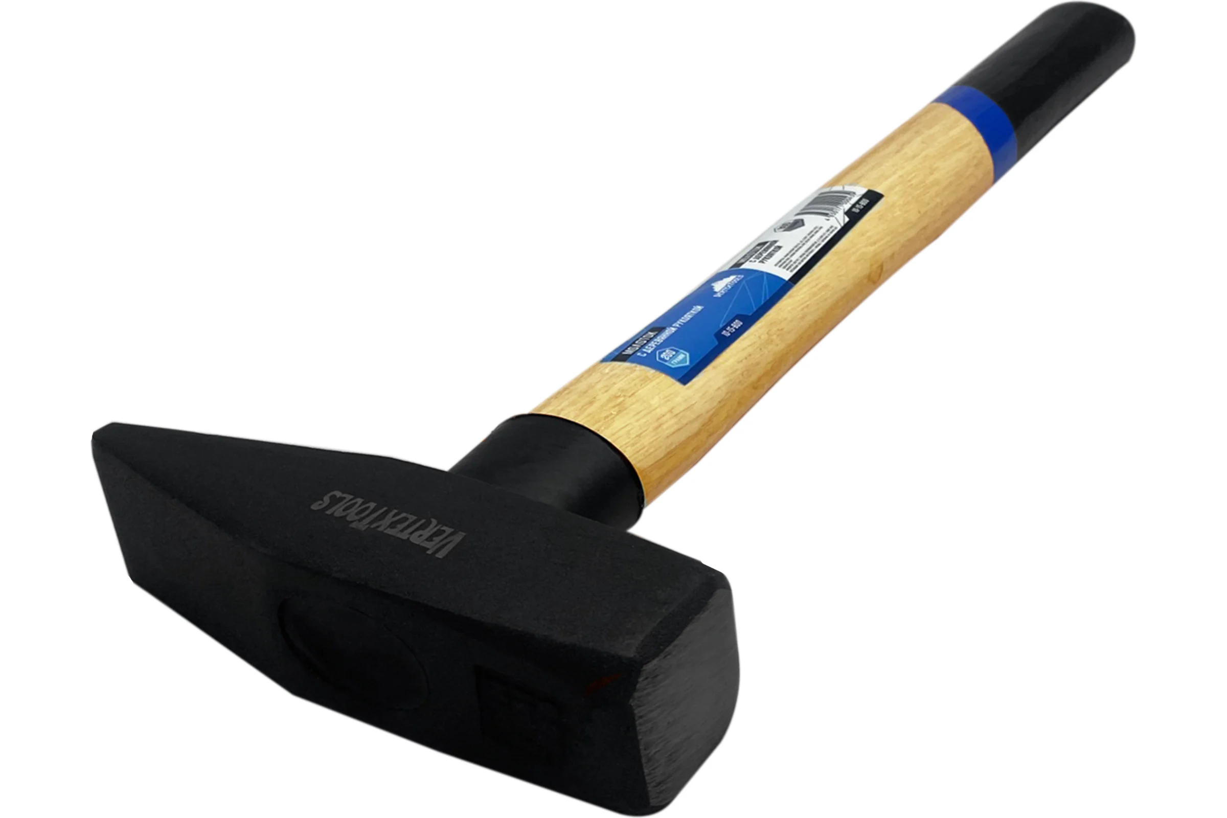 Слесарный молоток vertextools 200 г, квадратный боек, деревянная рукоятка 10-15-200