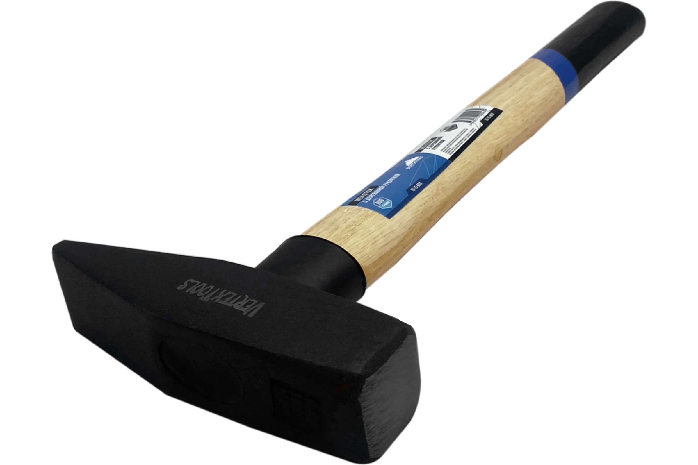 Слесарный молоток vertextools 800 г, квадратный боек, деревянная рукоятка 10-15-800