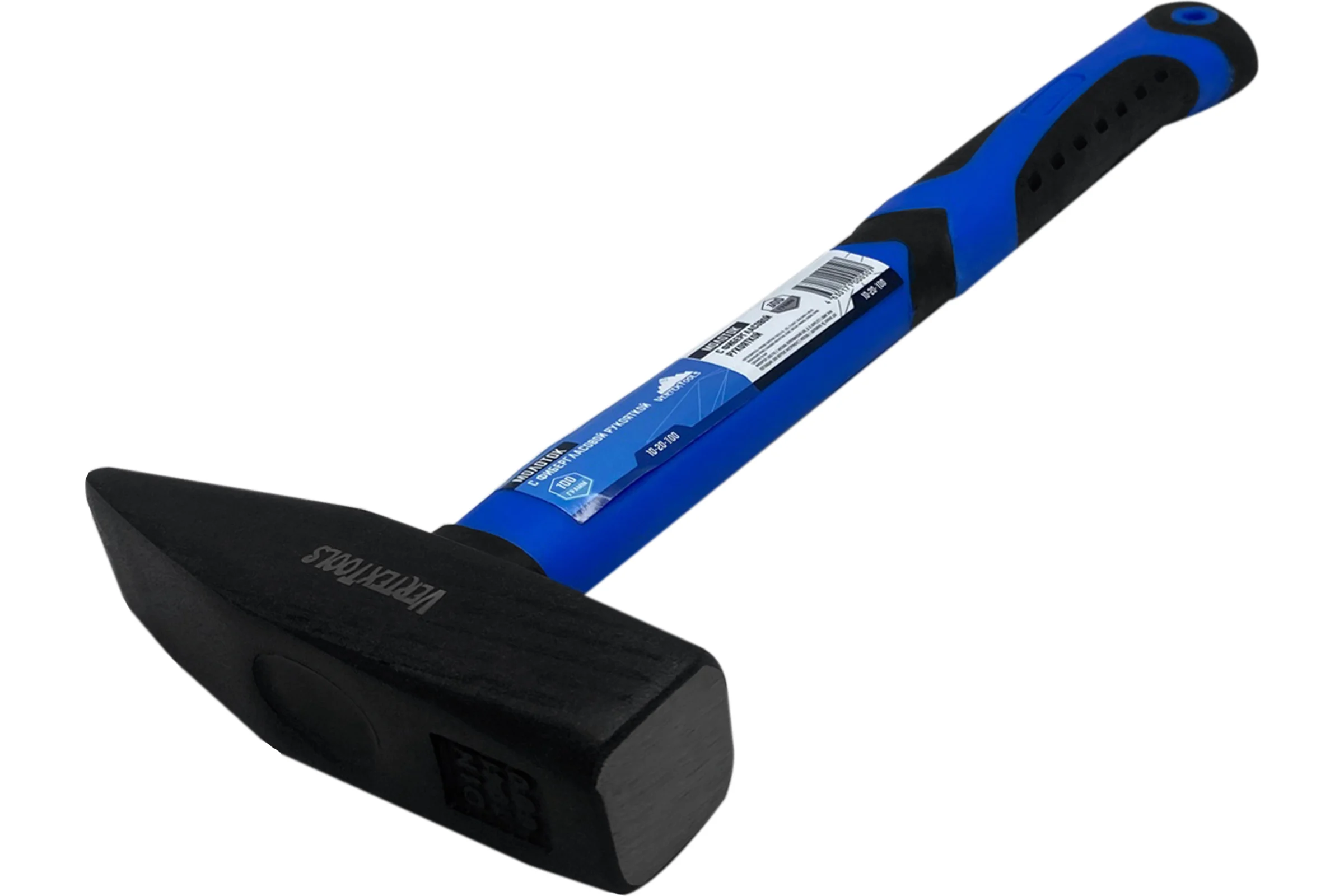 Слесарный молоток vertextools 100 г, фибергласовая обрезиненная рукоятка 10-20-100