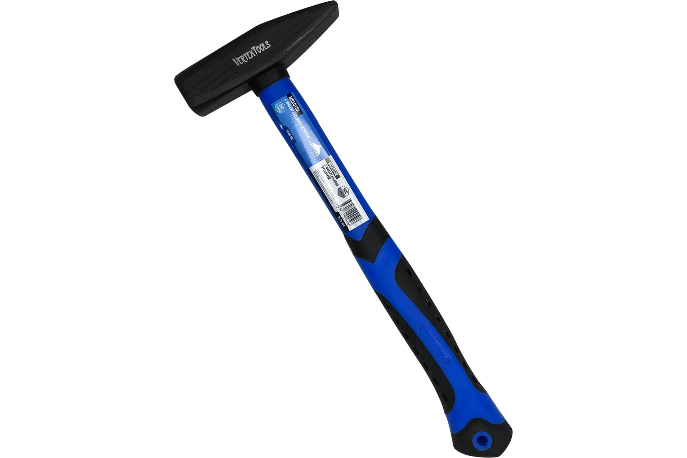Слесарный молоток vertextools 800 г, фибергласовая обрезиненная рукоятка 10-20-800
