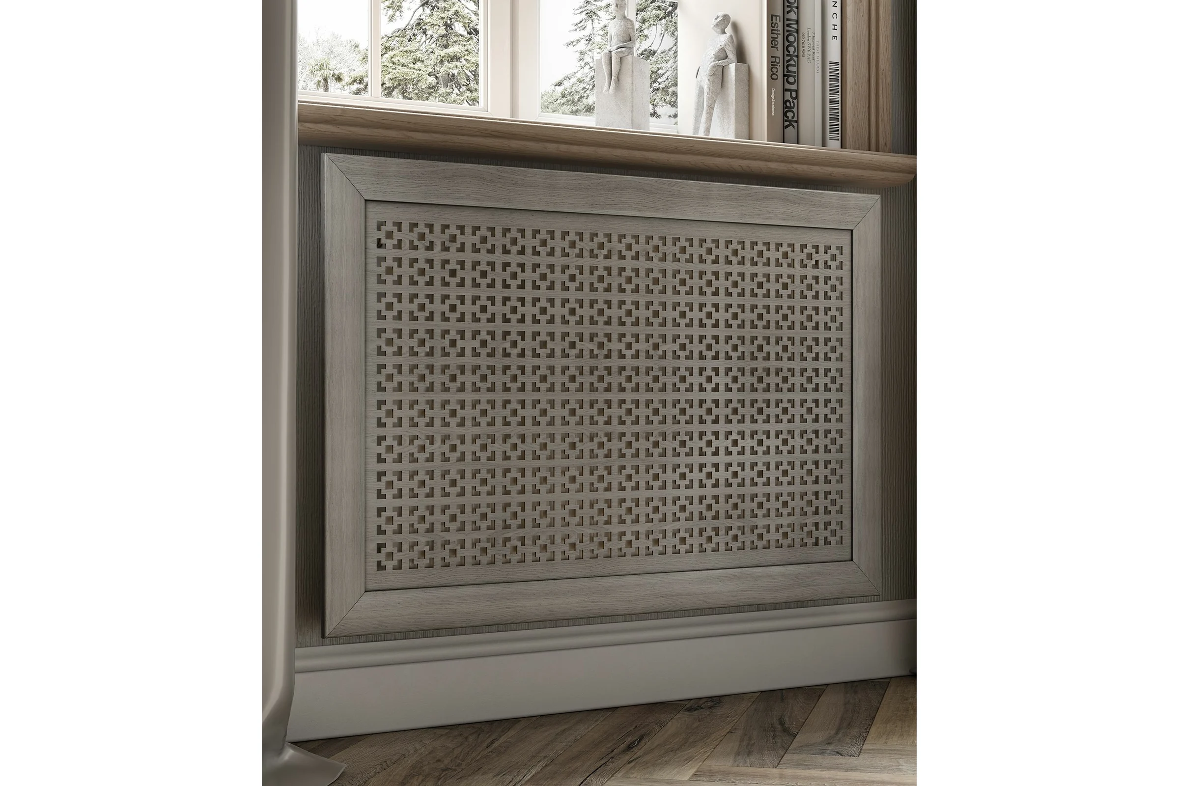 Декоративный экран для радиаторов и батарей Cosca Decor Модерн 600x1200 мм, дуб серый, дамаско, с рамкой СПБ072577