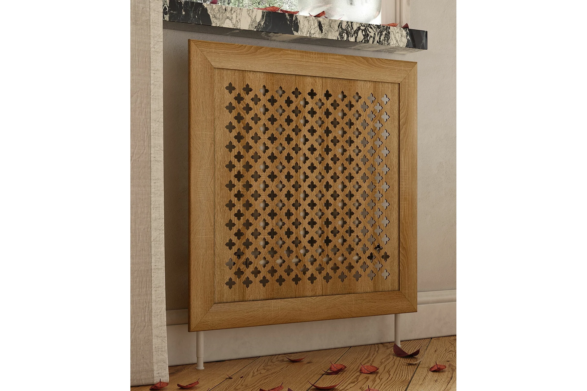 Декоративный экран для радиаторов и батарей Cosca Decor Модерн 600x1200 мм, дуб сонома, готика, с рамкой СПБ072587