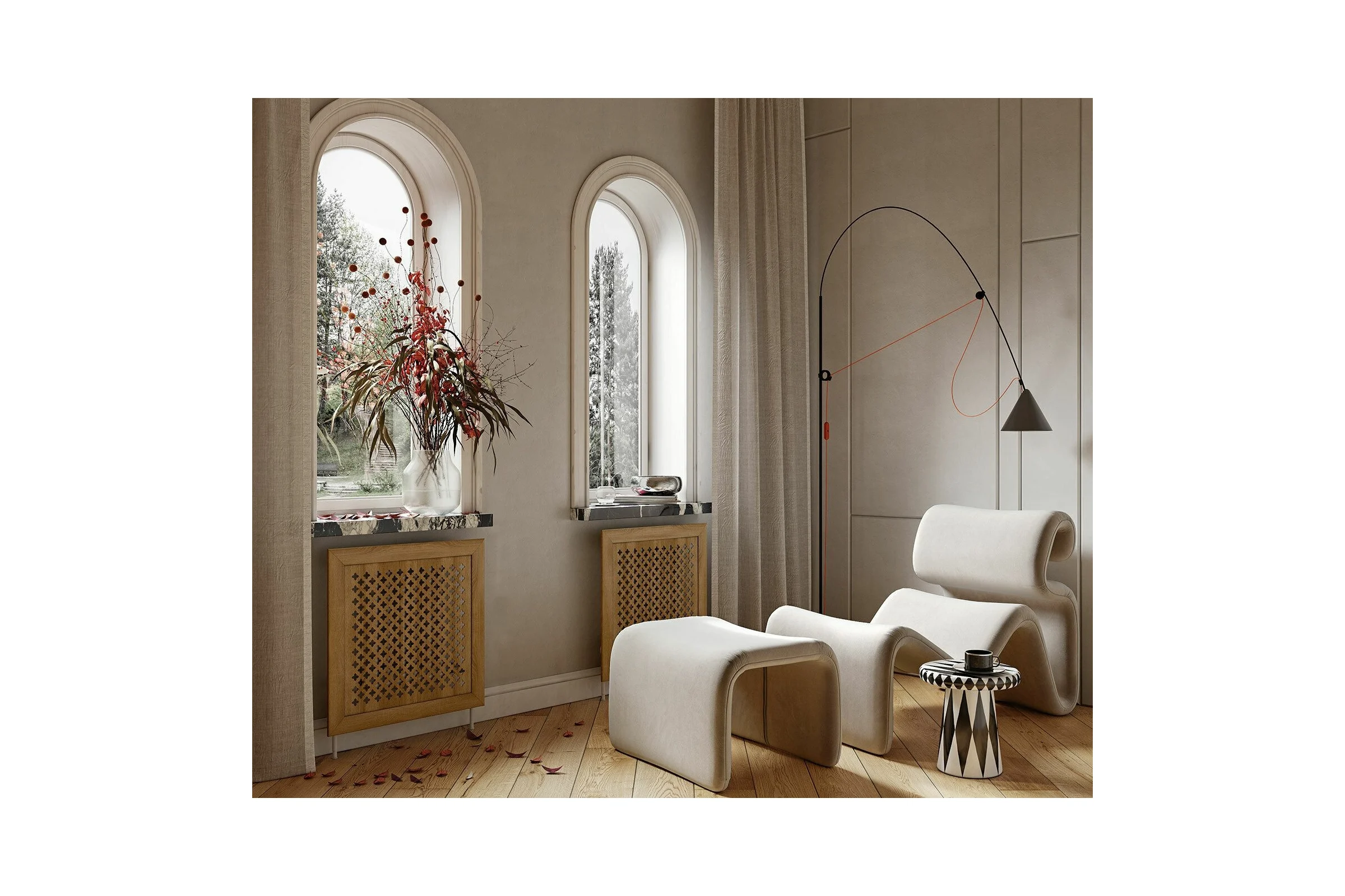 Декоративный экран для радиаторов и батарей Cosca Decor Модерн 600x1200 мм, дуб сонома, готика, с рамкой СПБ072587
