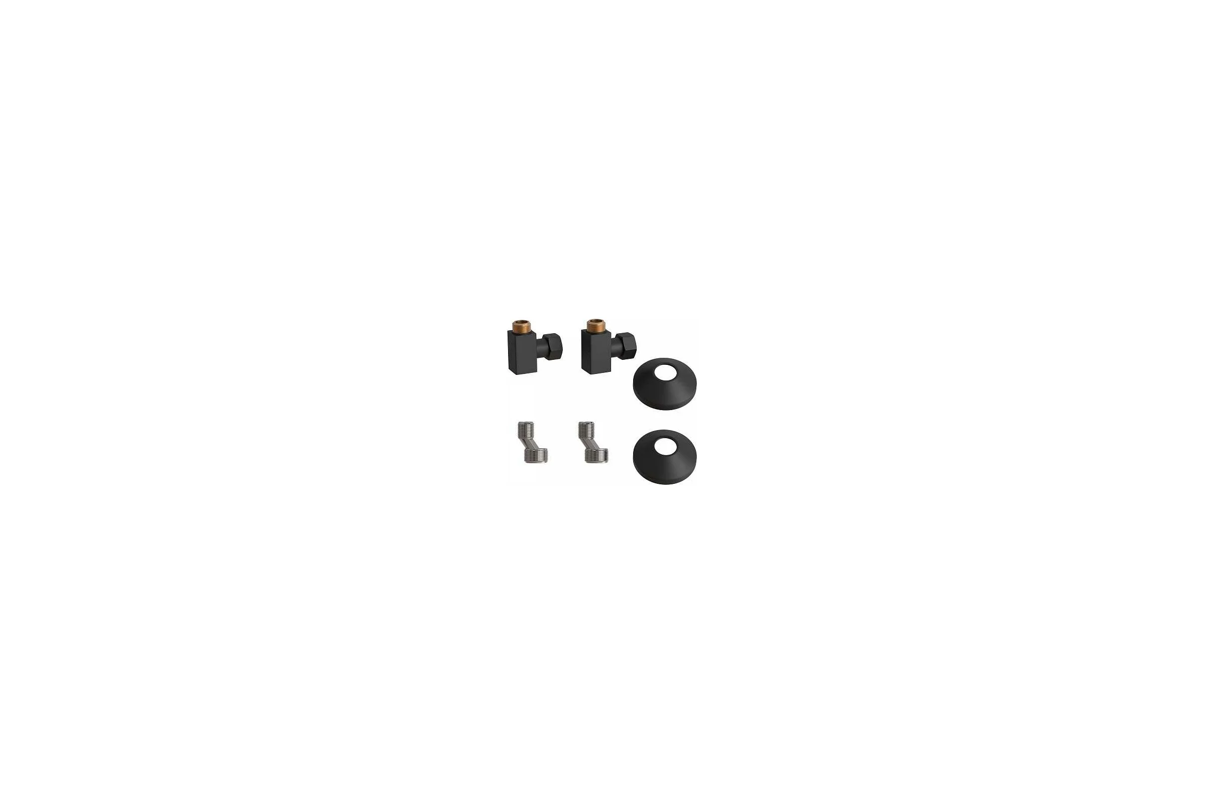 Комплект подключения для полотенцесушителя Point 3/4"х1/2" г/ш, квадрат, черный PN00012B