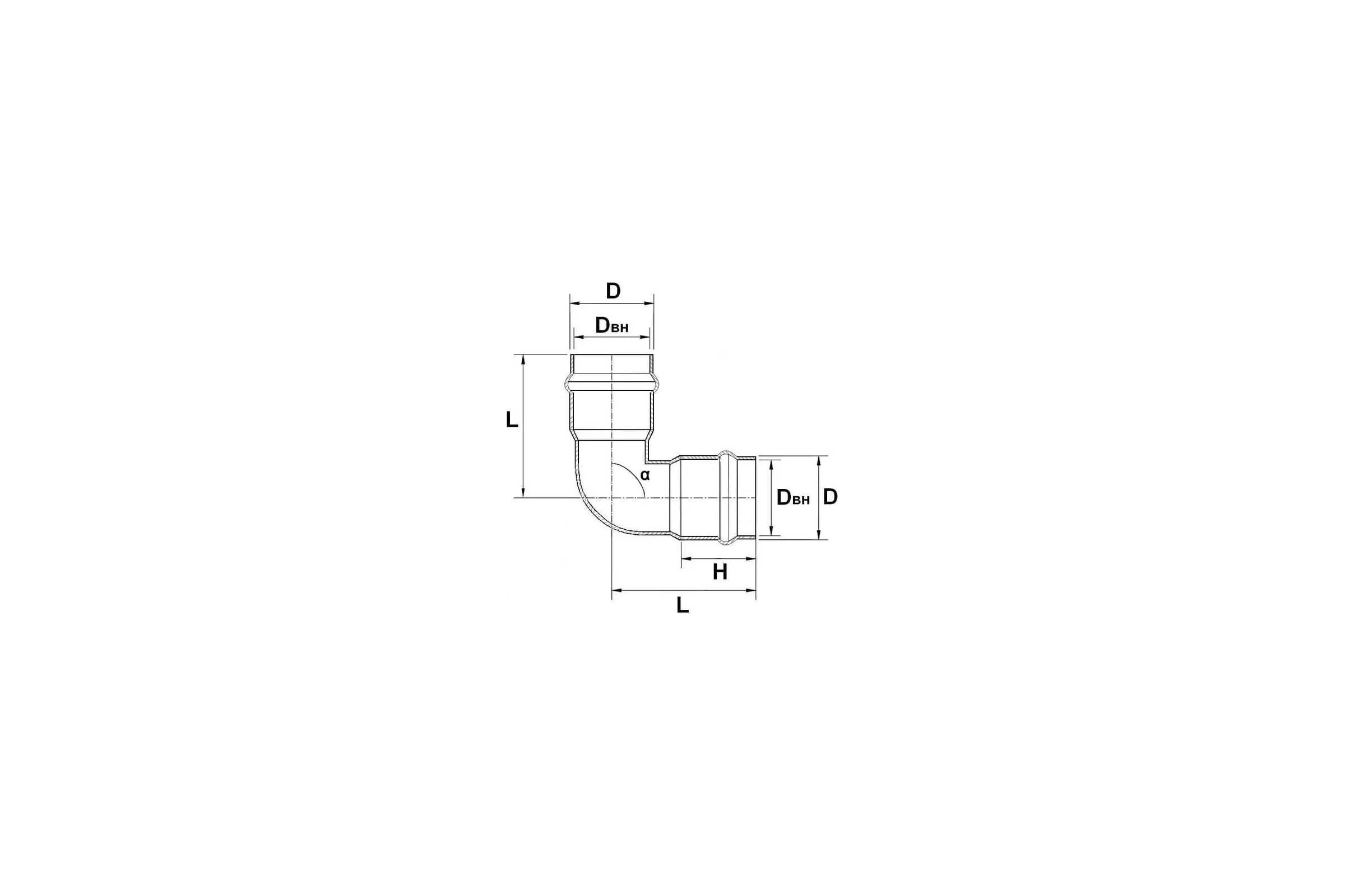 Отвод AQUAVIVA НПВХ напорный двухраструбный 160x90 AQV102160 26516