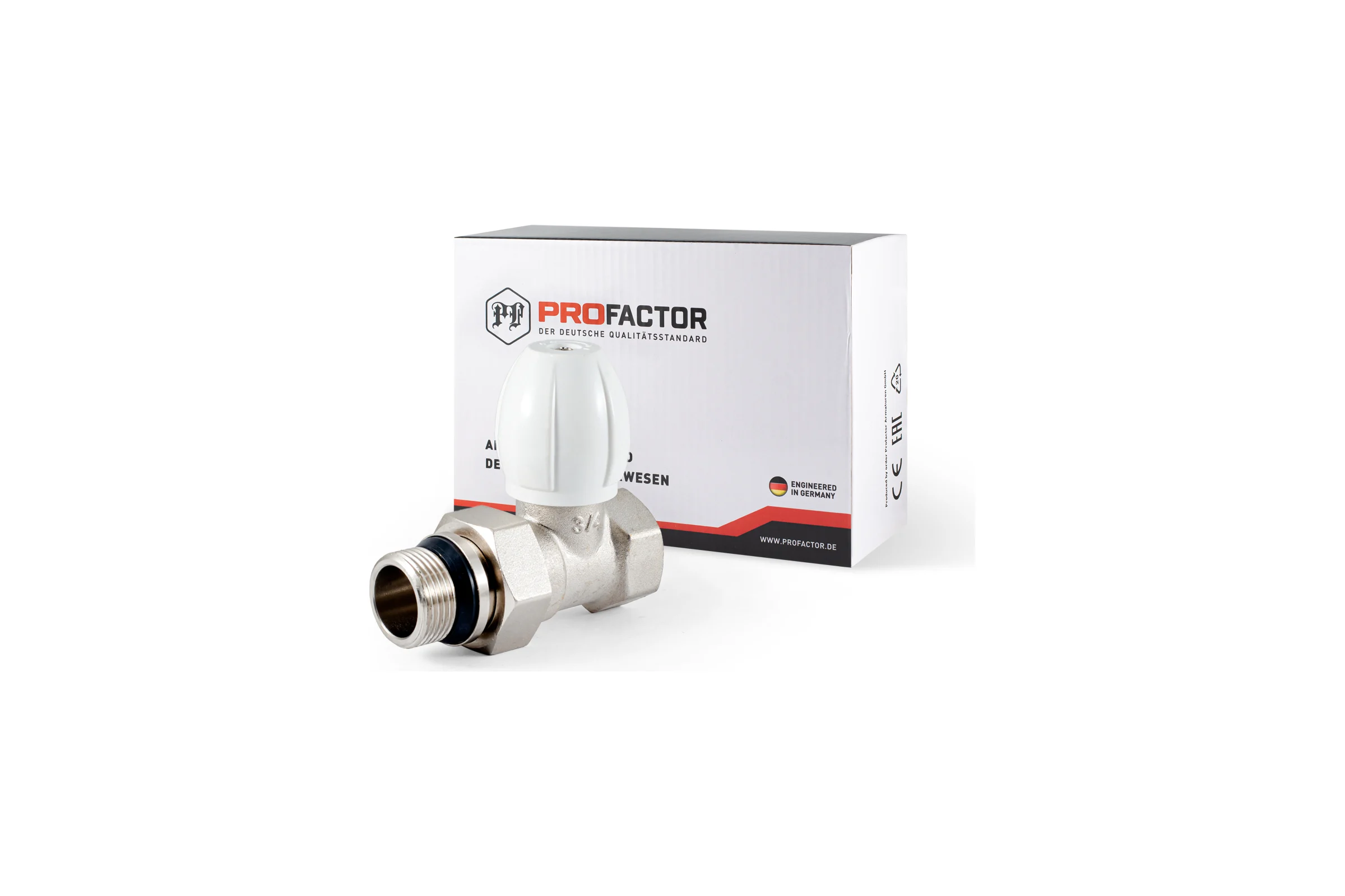 Клапан радиатора PROFACTOR регулирующий конусный затвор прямой с уплотнением 3/4 PF RVS 373UR