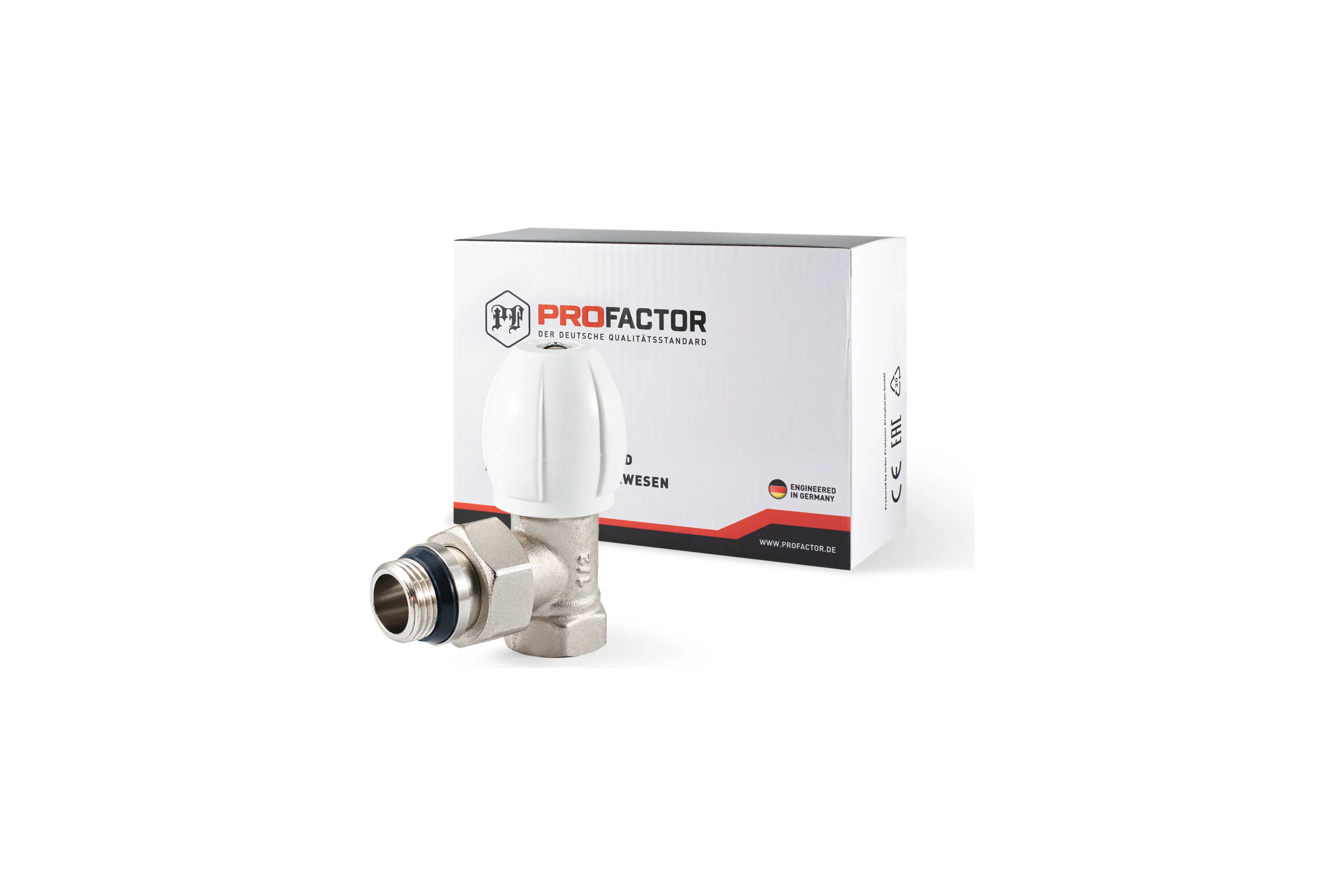 Клапан радиатора PROFACTOR регулирующий конусный затвор, угловой с уплотнением 1/2 PF RVA 374UR
