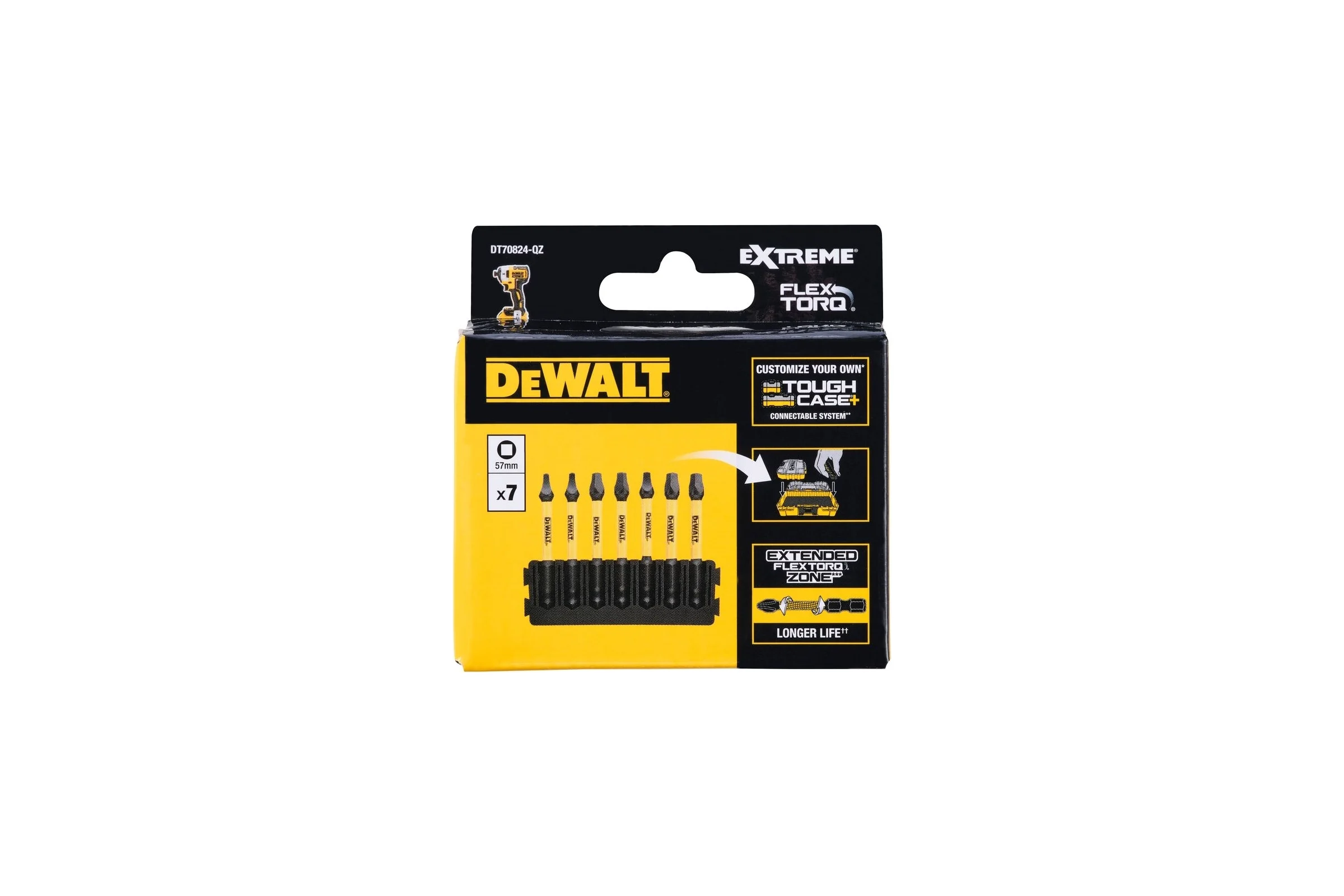 Биты FLEXTORQ SQ1, SQ2, SQ3, 57 мм, 7 шт Dewalt DT70824-QZ