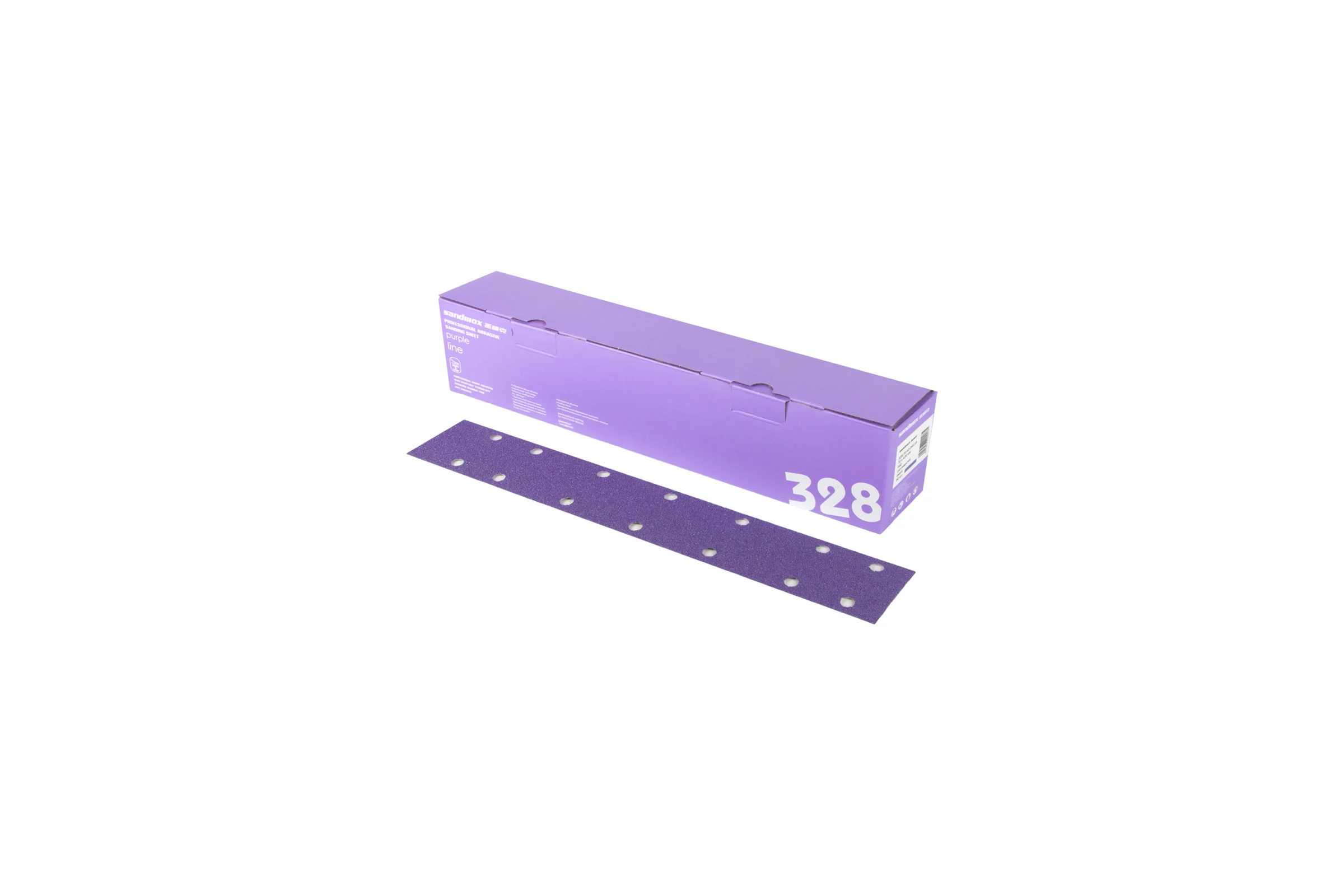 Полоски шлифовальные на пленочной основе 328 Purple Zirconia Р60 (70х420 мм, 14 отверстий, 50 шт) SANDWOX 328.70.42.060.14