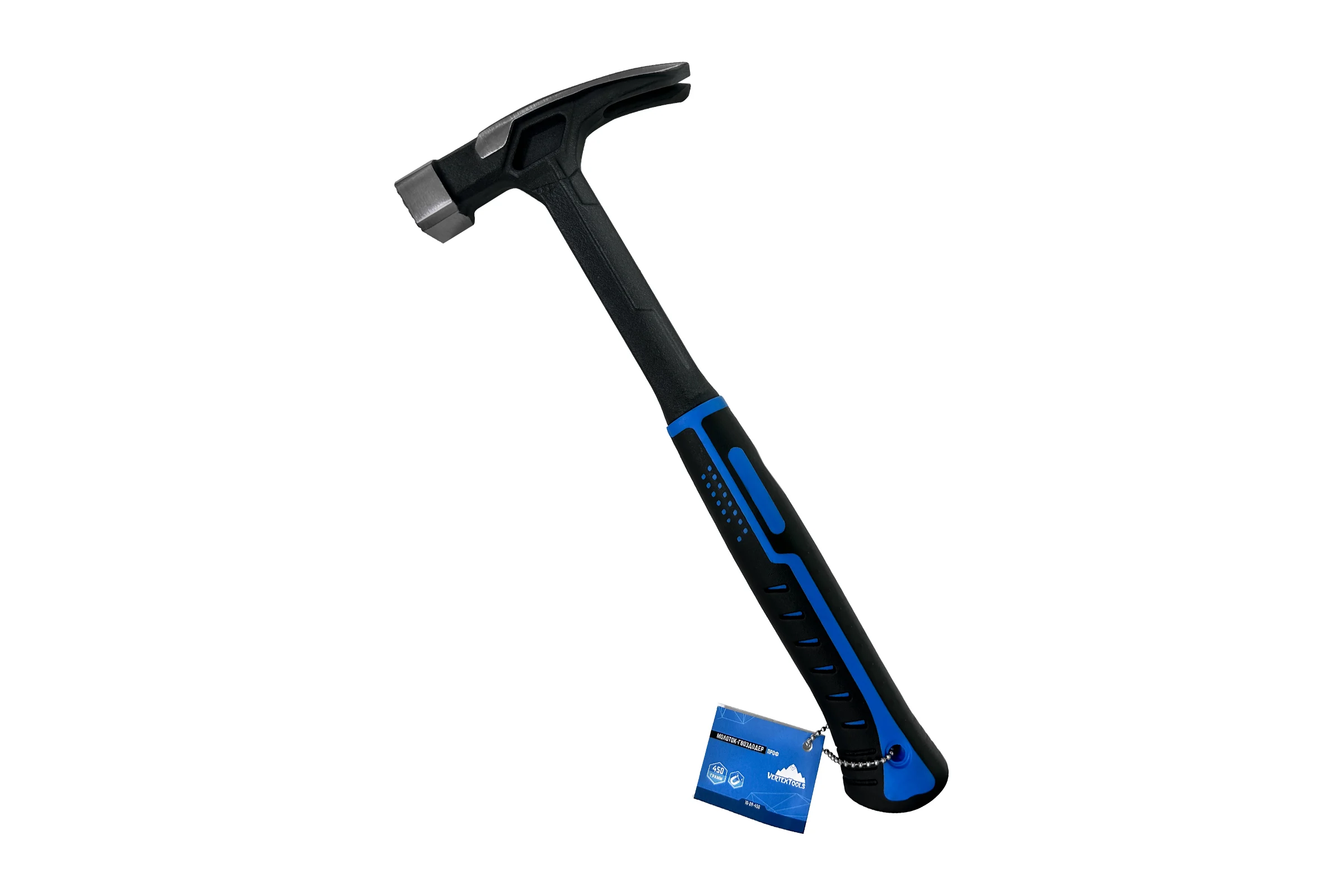 Молоток- гвоздодер плотника vertextools профессионал, 450гр 10-29-450