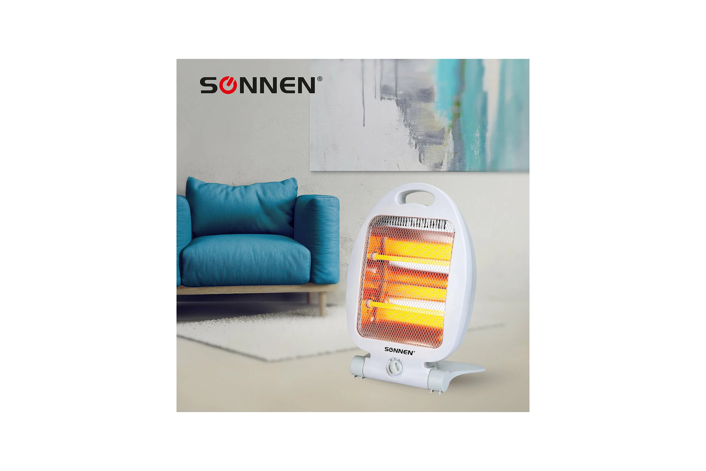 Инфракрасный обогреватель SONNEN Rh06, 800 Вт, 2 режима работы, напольная установка, белый, 455737