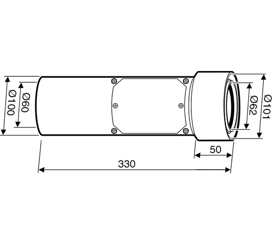 Коаксиальная труба с люком ревизии DN60/100 (330 мм) Bosch 7736995091
