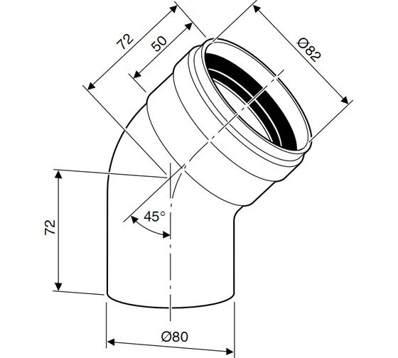 Угловое колено DN80 (45 град) Bosch 7736995106