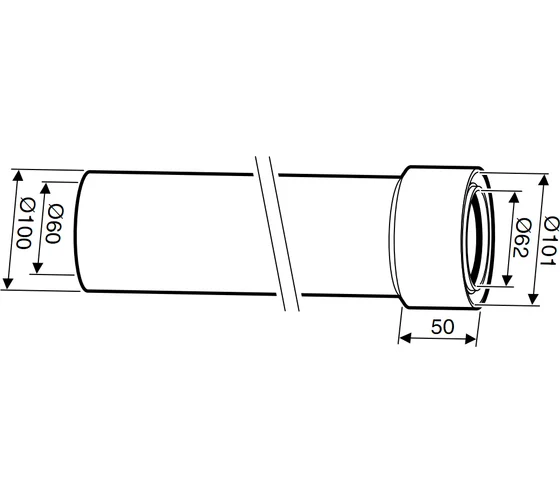 Удлинительный элемент DN60/100 (750 мм) Bosch 7736995063