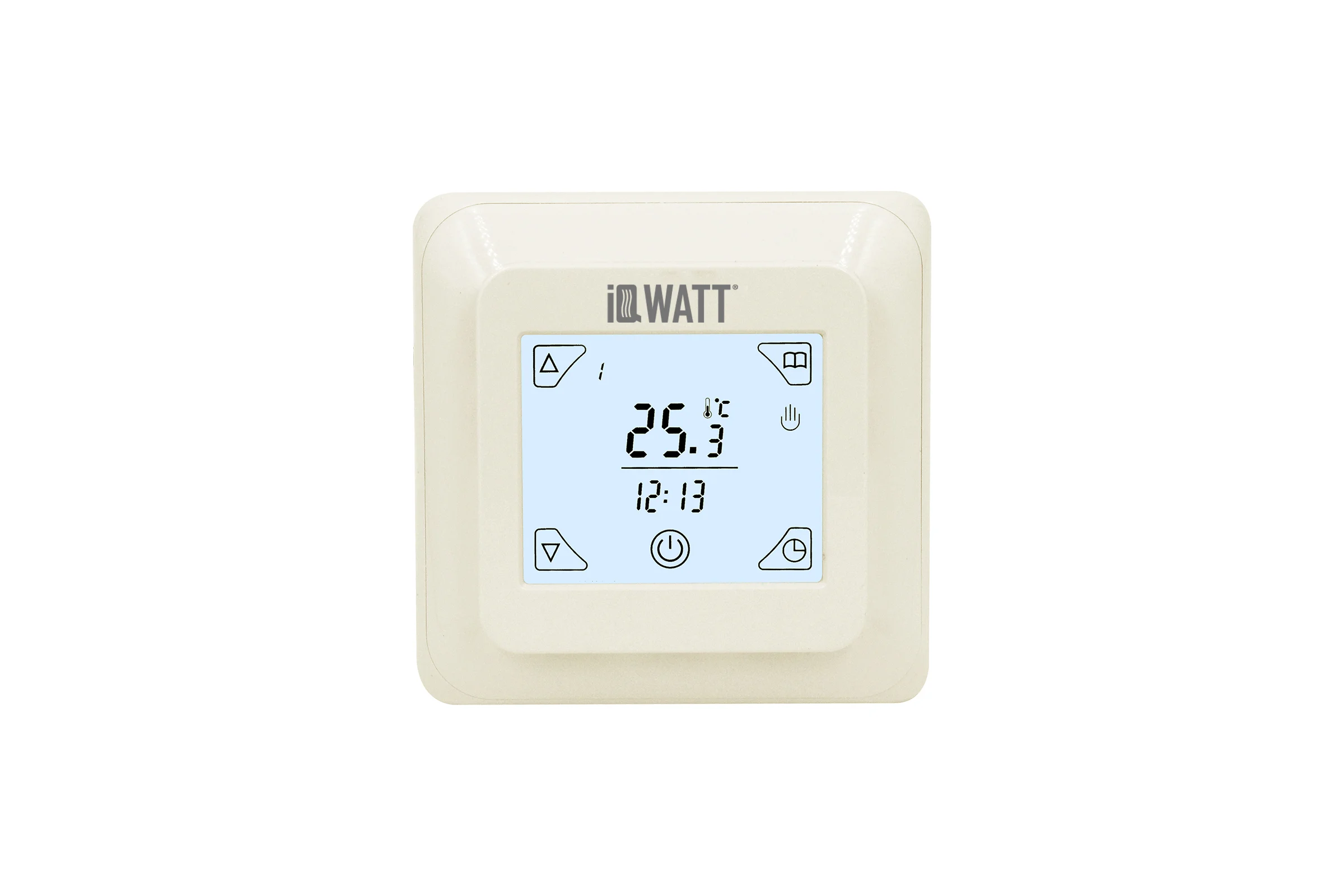 Терморегулятор для теплого пола IQWATT IQ THERMOSTAT TS программируемый, с ЖК-дисплеем и сенсорными кнопками, слоновая кость 403