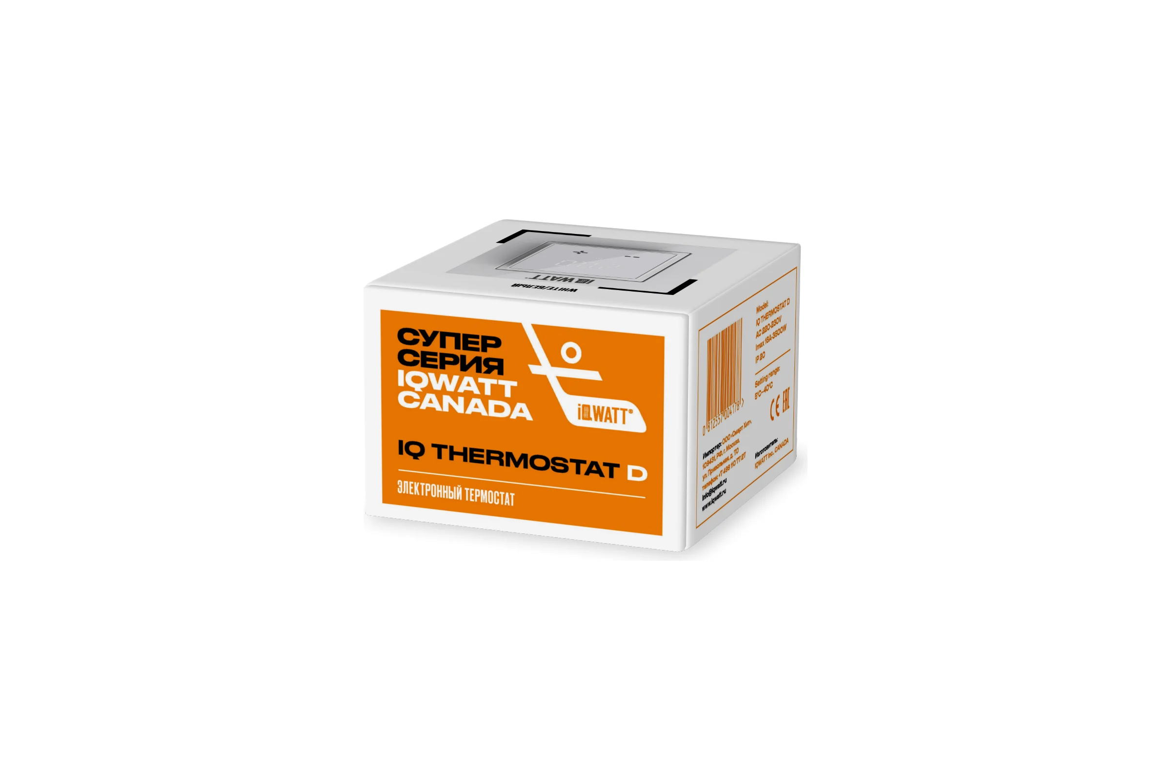 Терморегулятор для теплого пола IQWATT IQ THERMOSTAT D Wi-Fi с Wi-Fi, программируемый, белый 419