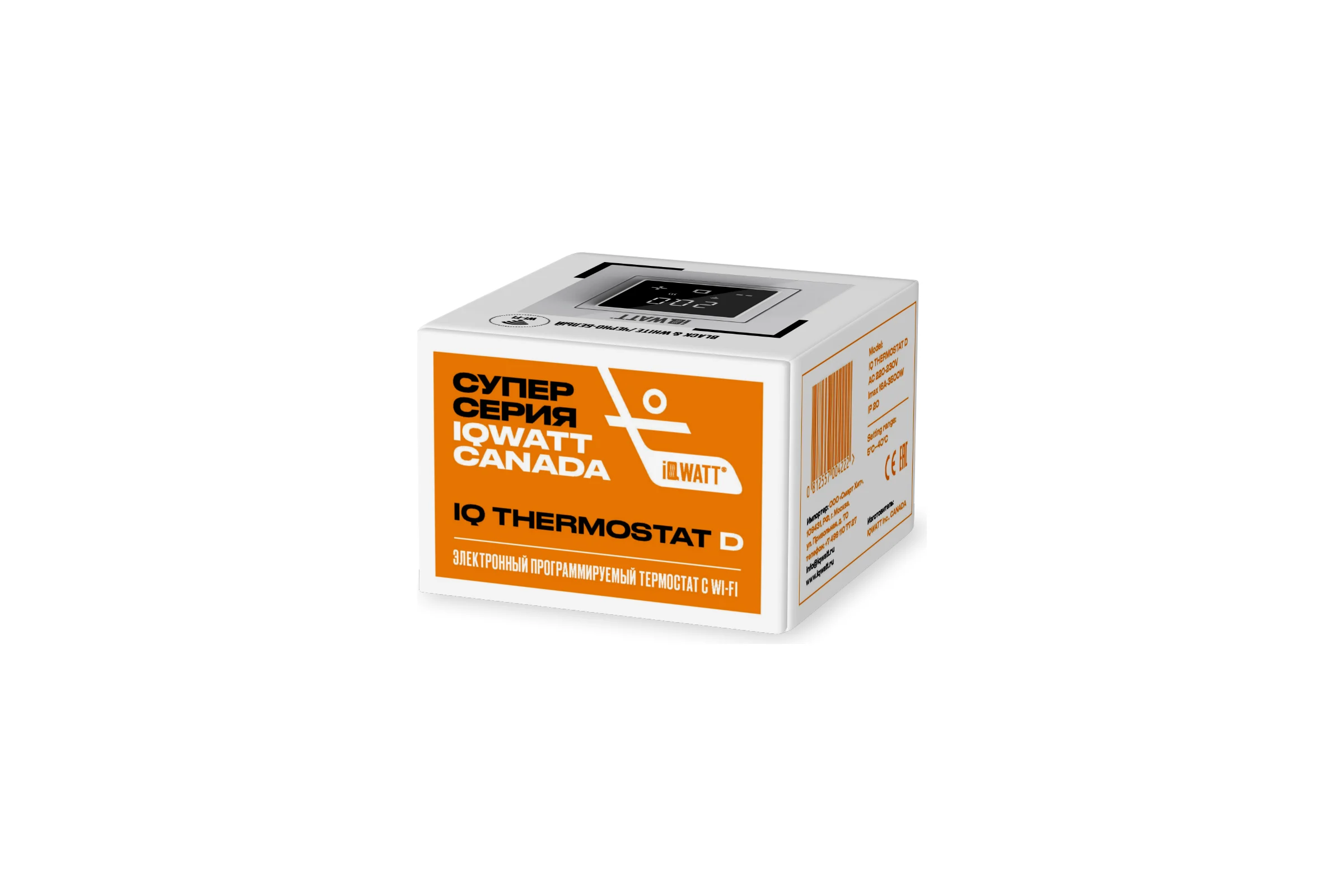 Терморегулятор для теплого пола IQWATT IQ THERMOSTAT D Wi-Fi с Wi-Fi, программируемый, белый/черный 421