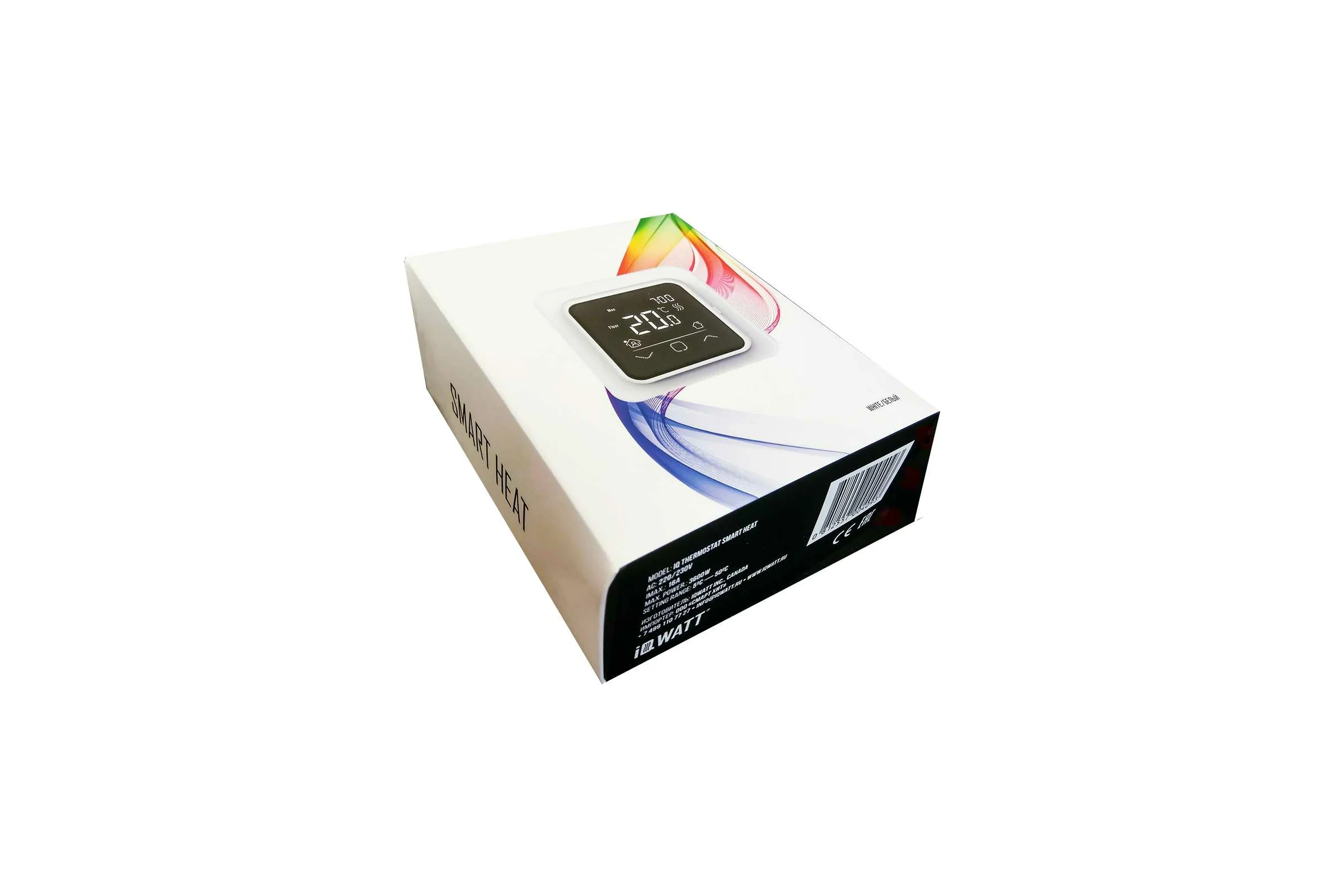 Терморегулятор для теплого пола IQWATT IQ THERMOSTAT SMART HEAT Wi-Fi программируемый, с возможностью управления через мобильное приложение, белый 410