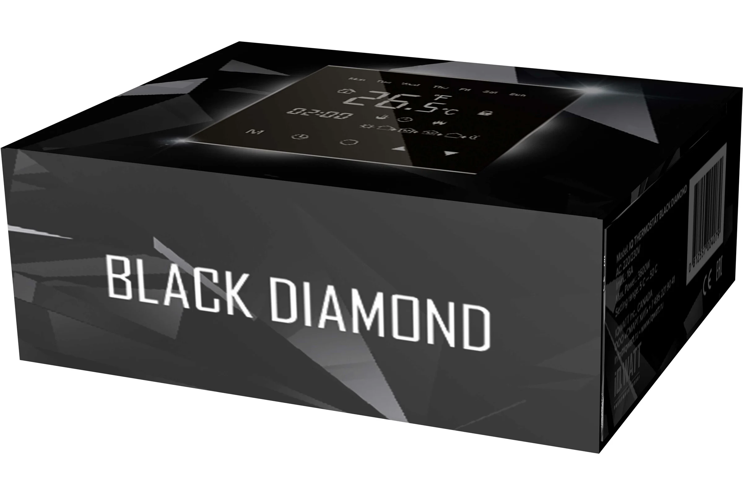Терморегулятор для теплого пола IQWATT IQ THERMOSTAT BLACK DIAMOND программируемый, с зеркальным сенсорным дисплеем 407