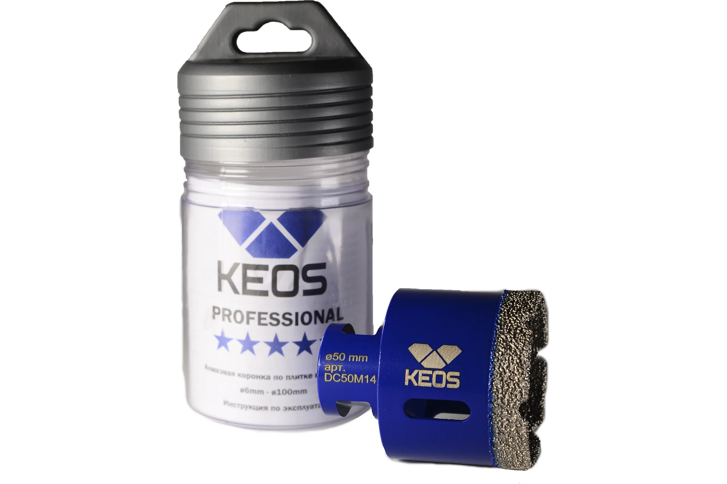 Коронка алмазная по керамограниту PRO 50 мм, M14 KEOS DC50M14